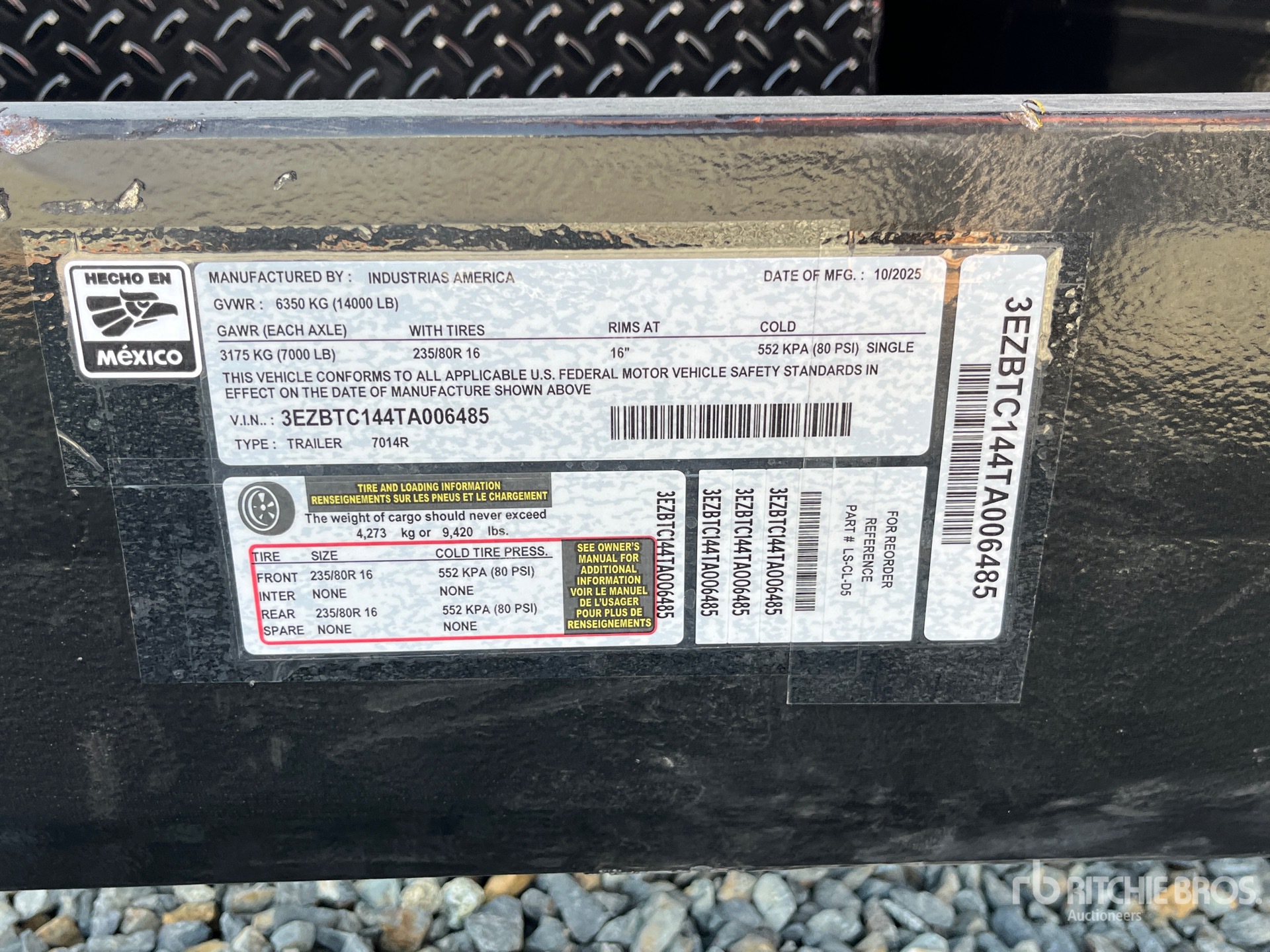 General Appearance with Serial Number / VIN