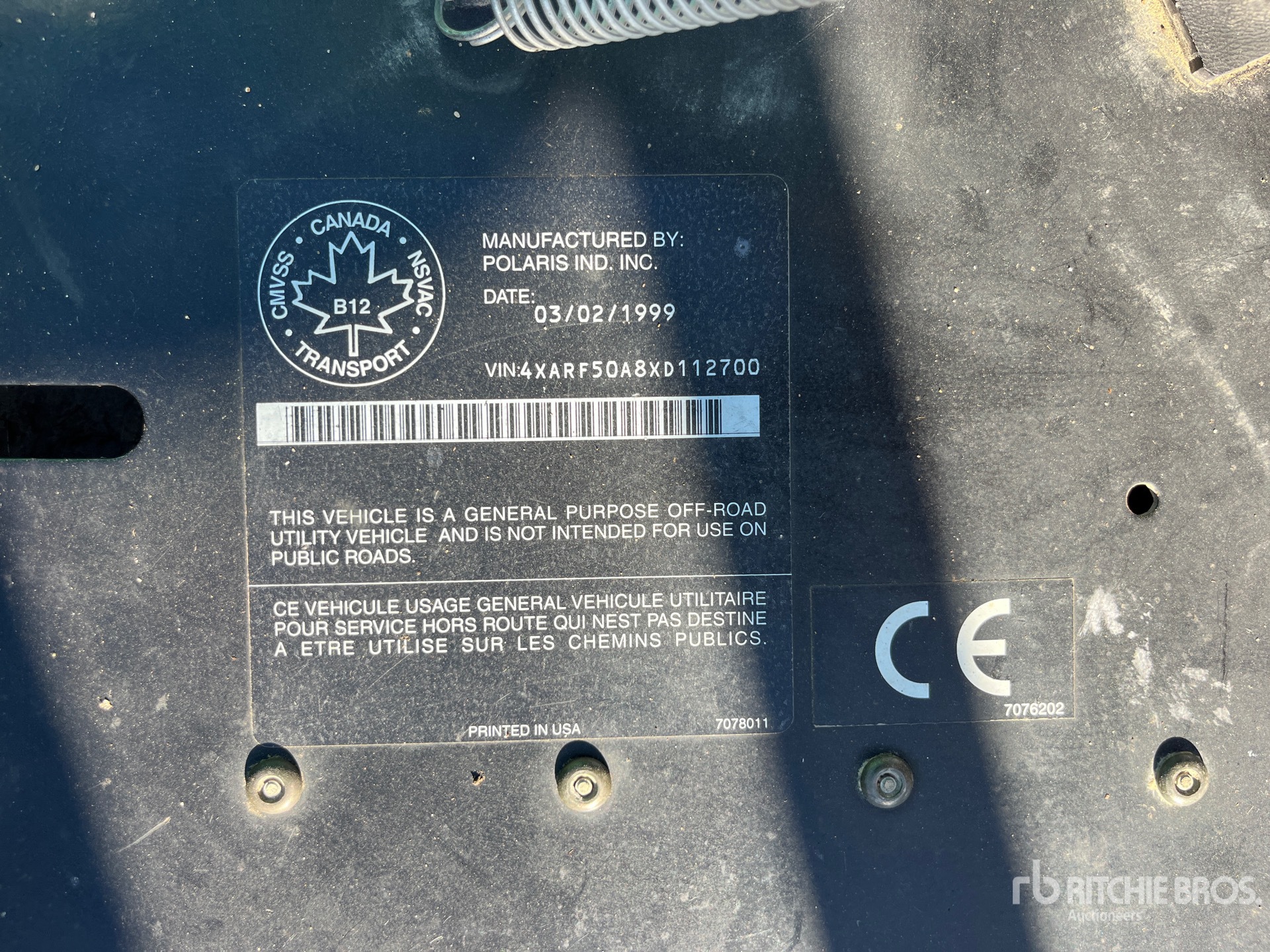 General Appearance with Serial Number / VIN