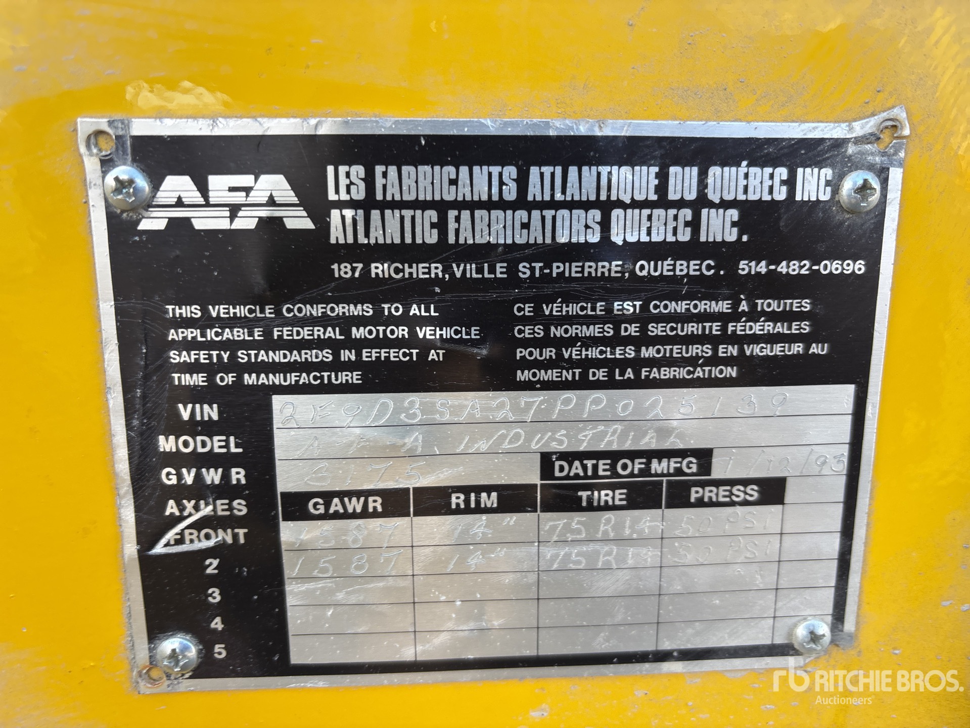 General Appearance with Serial Number / VIN