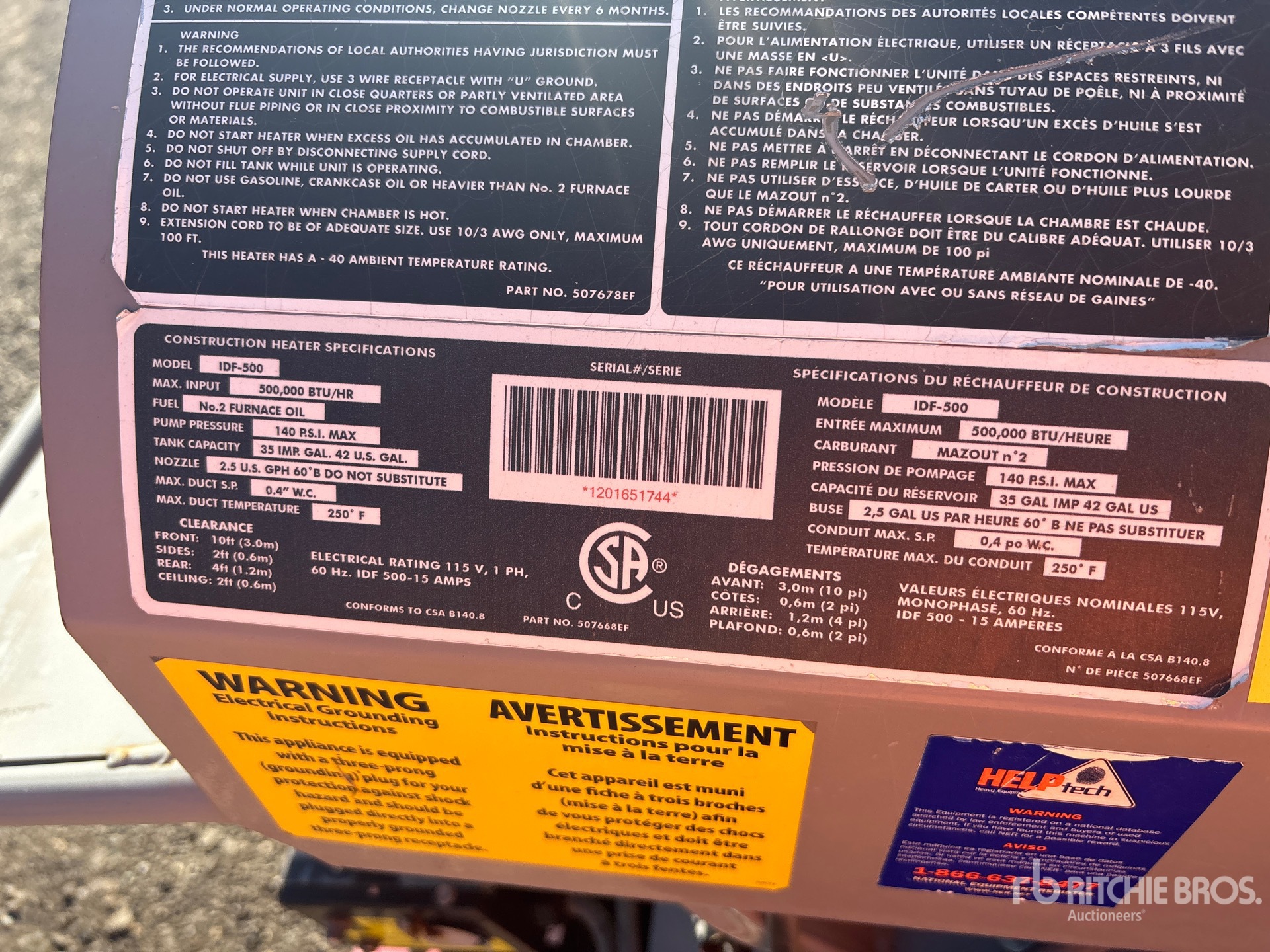 General Appearance with Serial Number / VIN