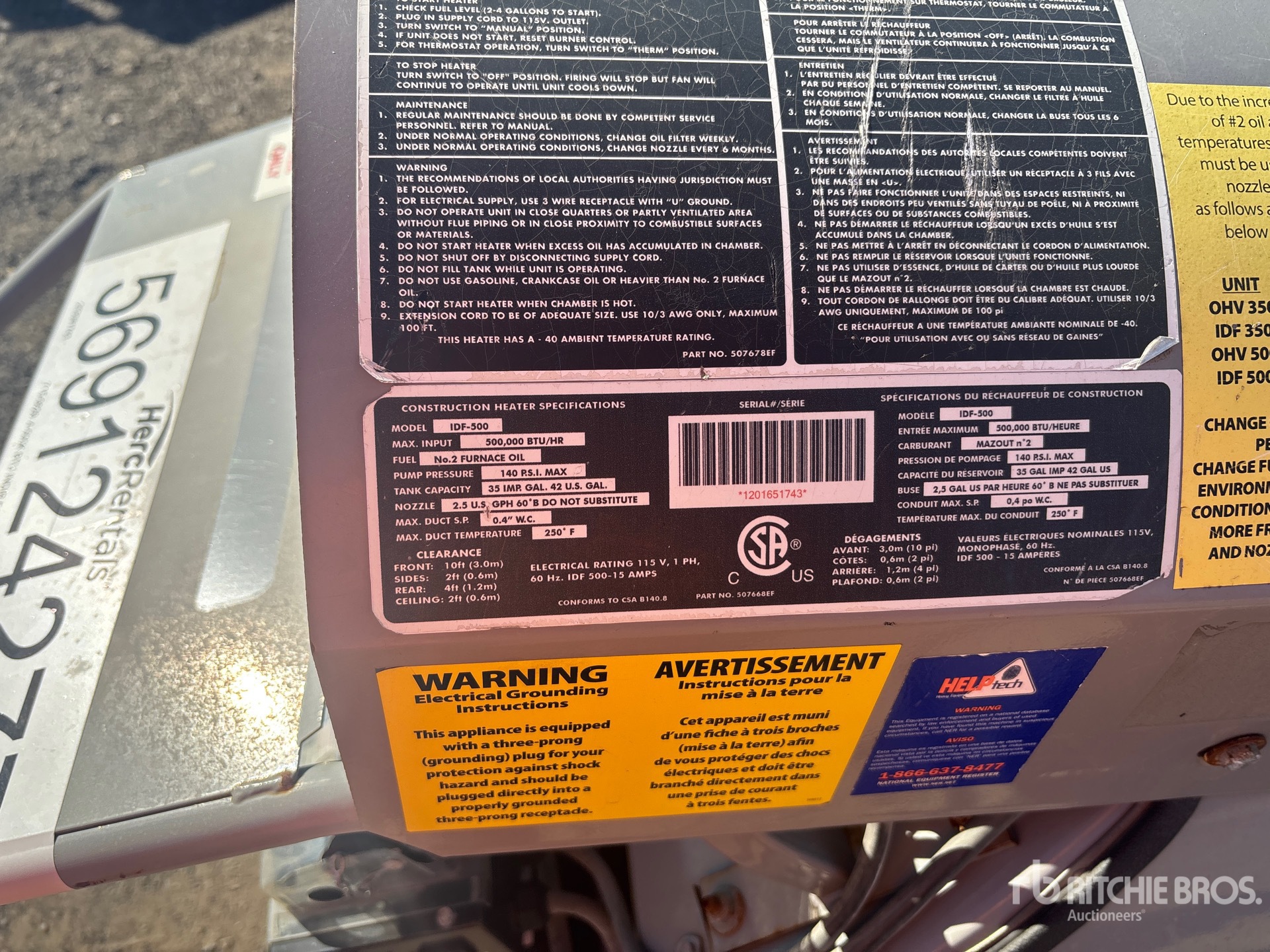 General Appearance with Serial Number / VIN