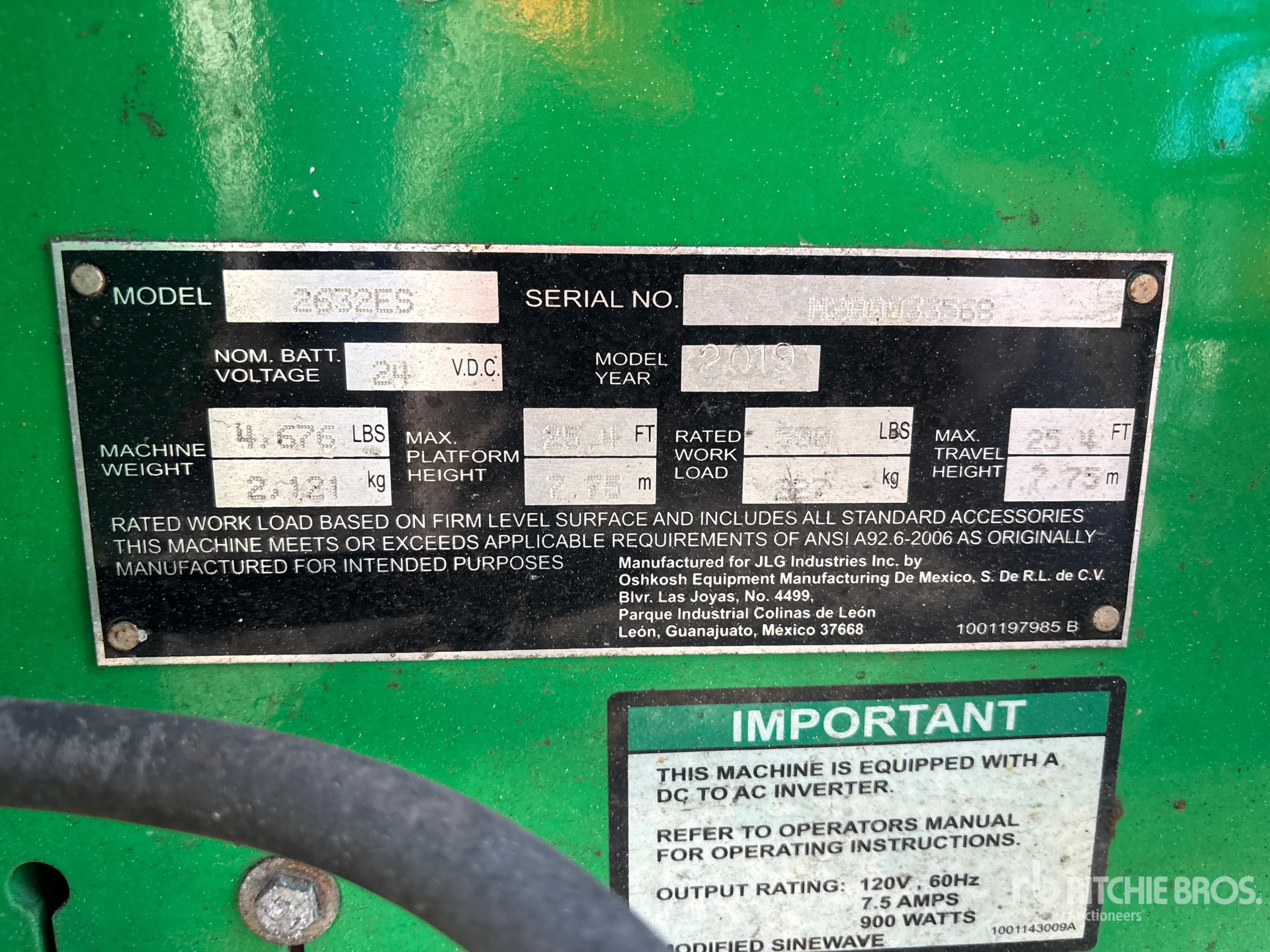 General Appearance with Serial Number / VIN