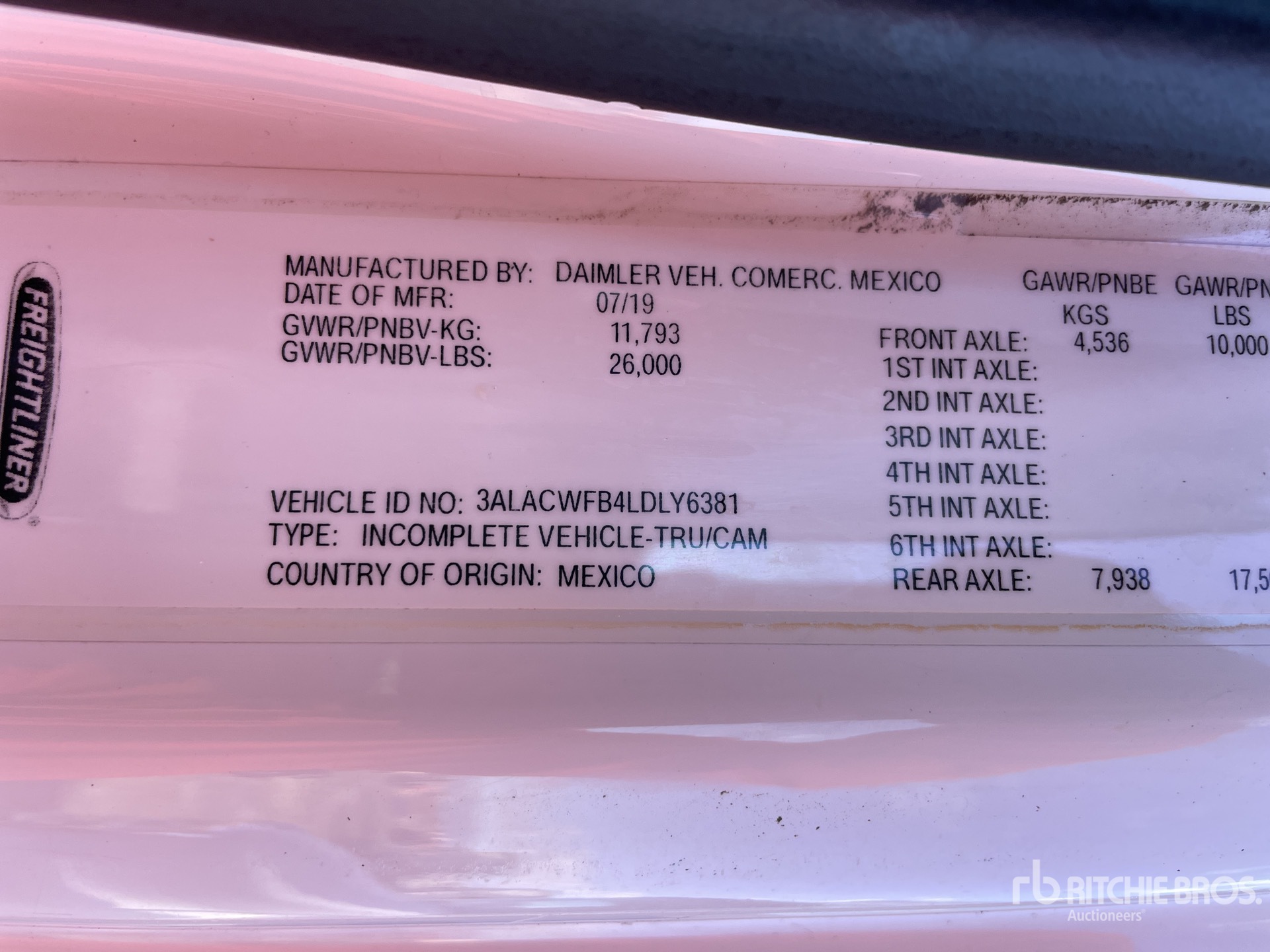 General Appearance with Serial Number / VIN