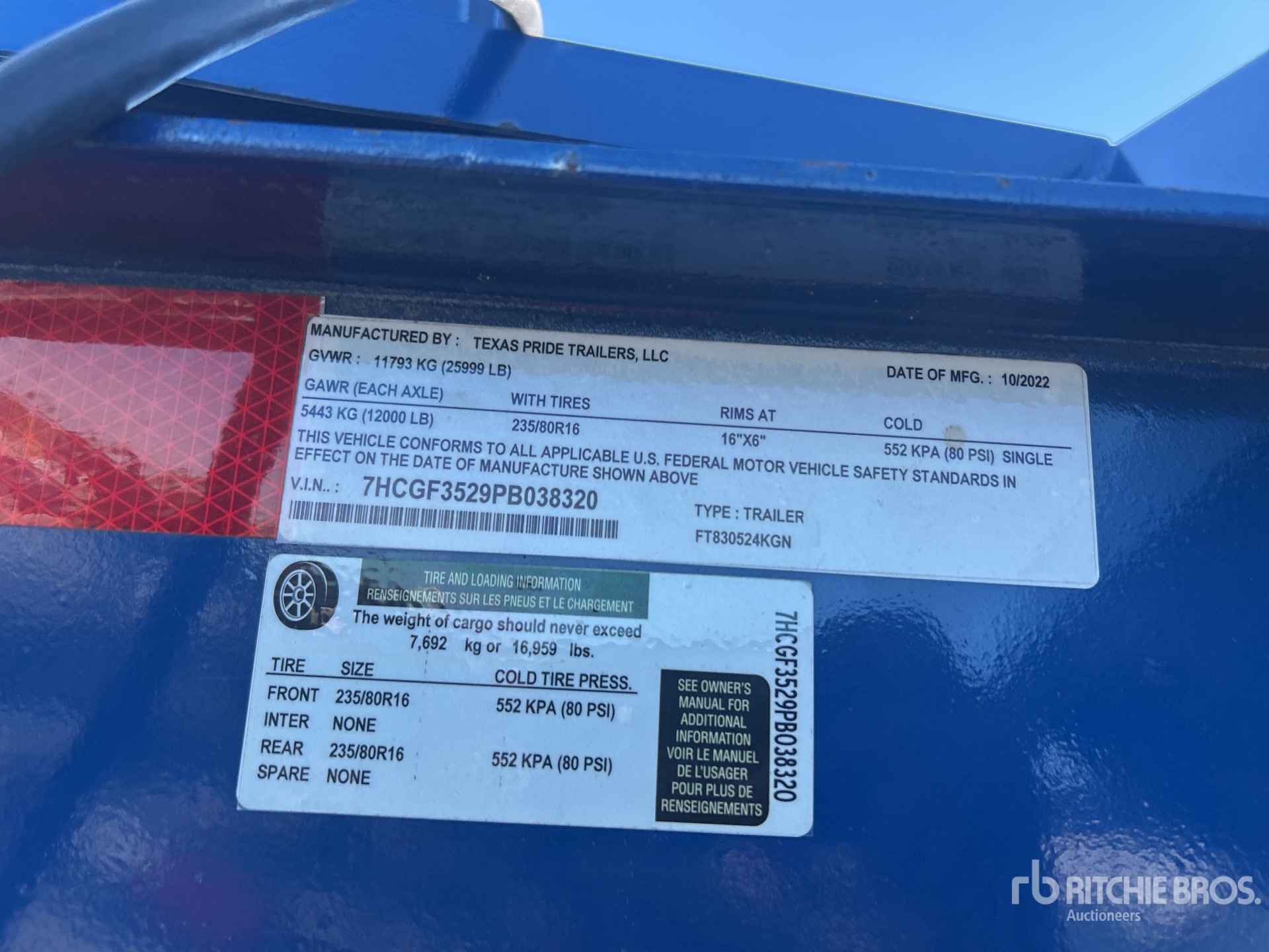 General Appearance with Serial Number / VIN