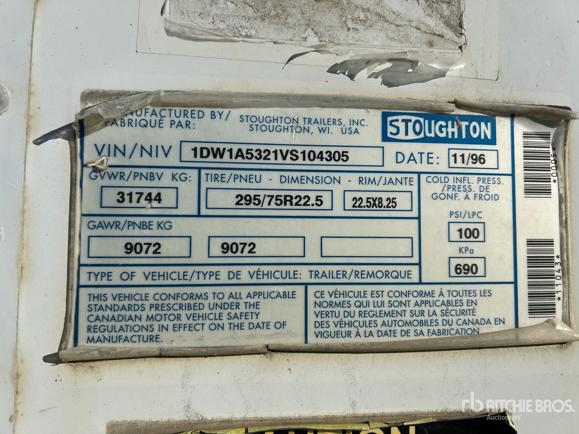 General Appearance with Serial Number / VIN