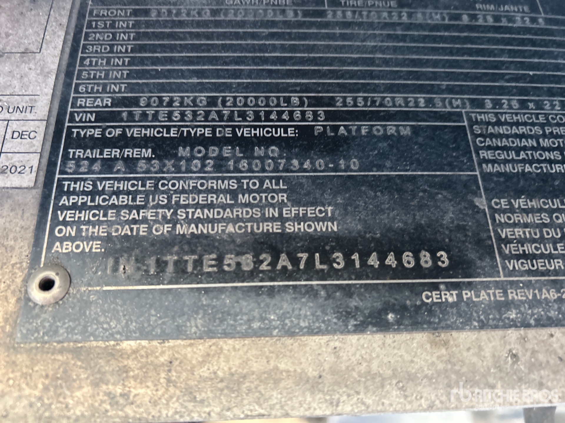 General Appearance with Serial Number / VIN