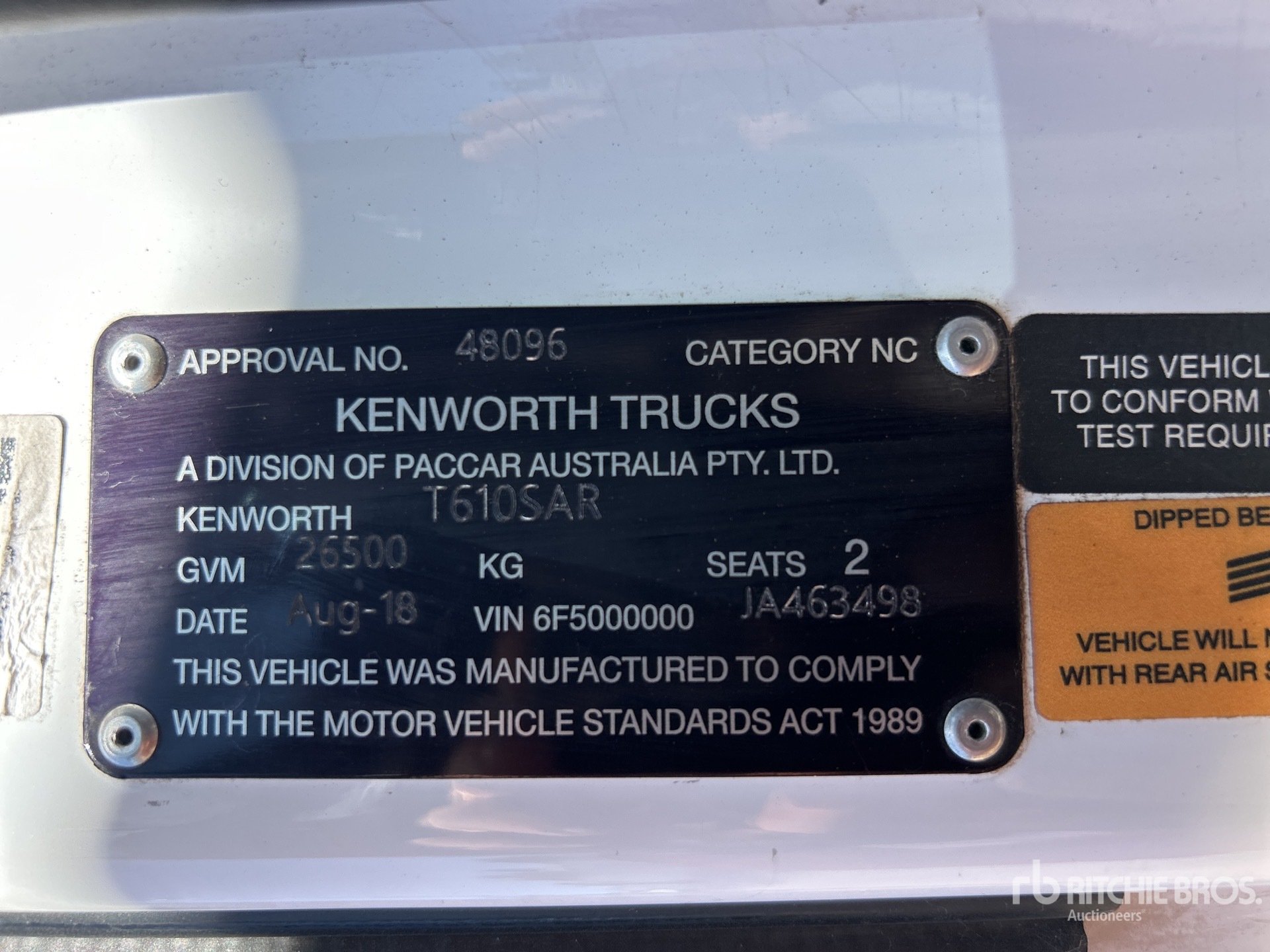 General Appearance with N.º de serie/VIN