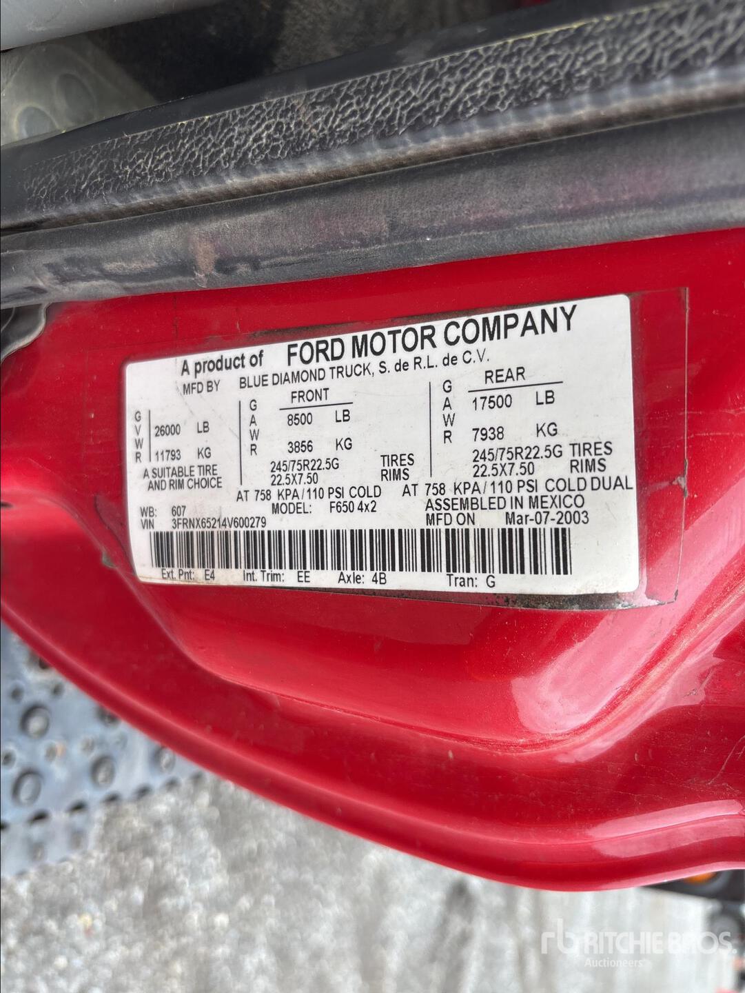 General Appearance with Serial Number / VIN