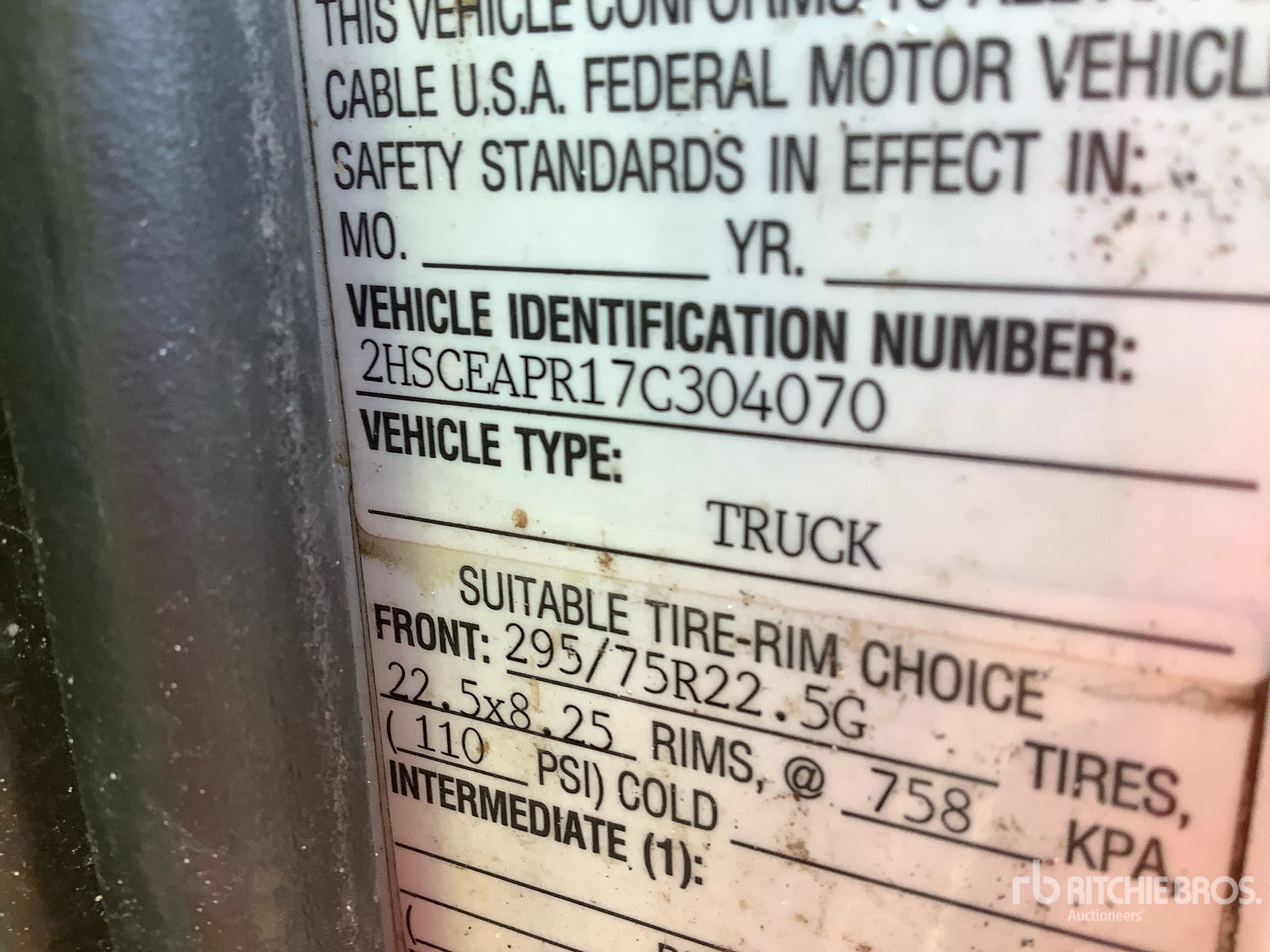 General Appearance with Serial Number / VIN