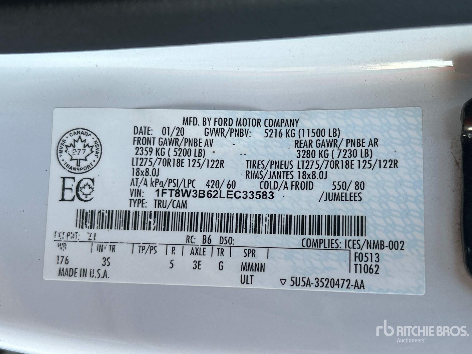 General Appearance with Serial Number / VIN