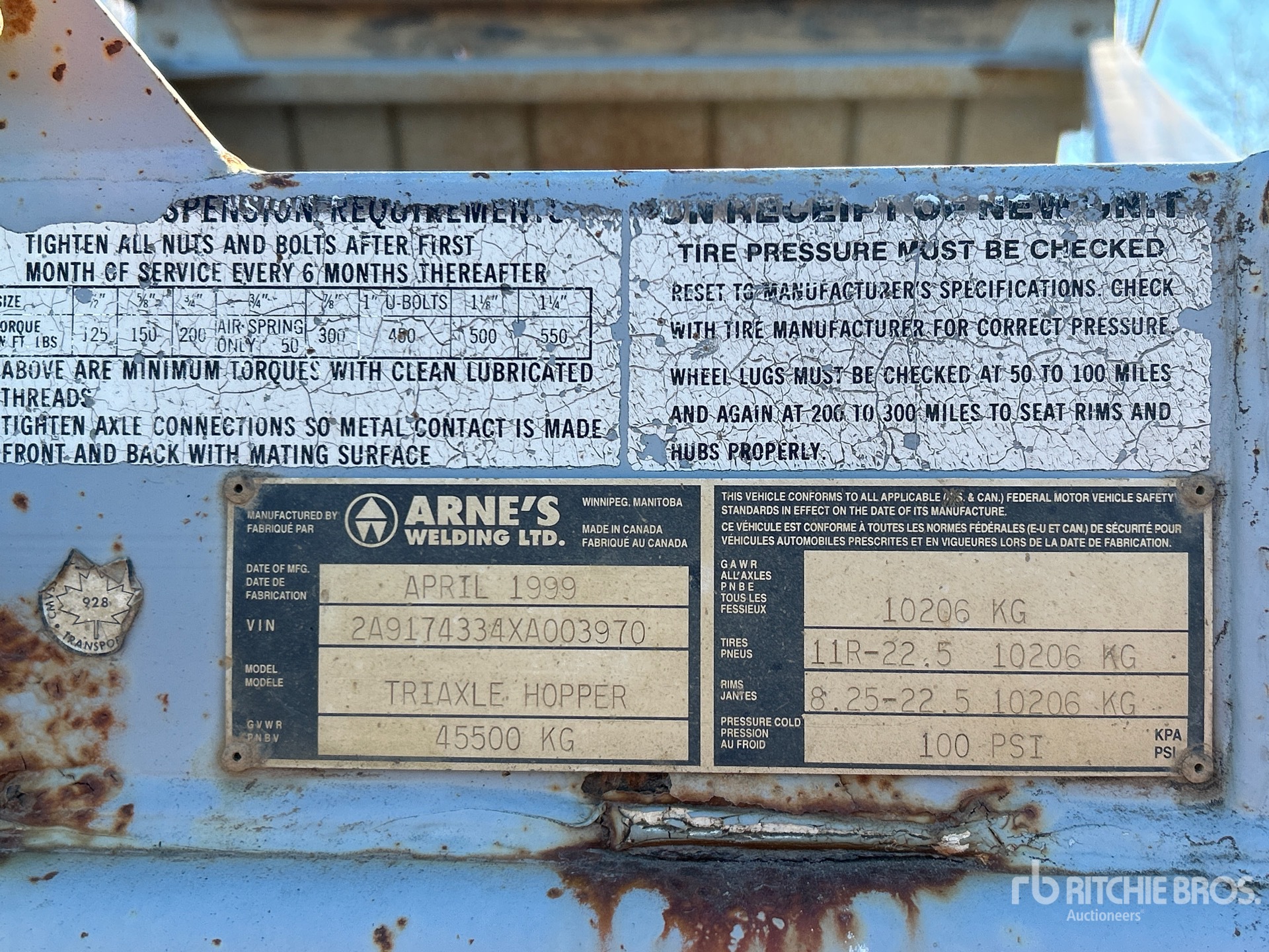 General Appearance with Serial Number / VIN