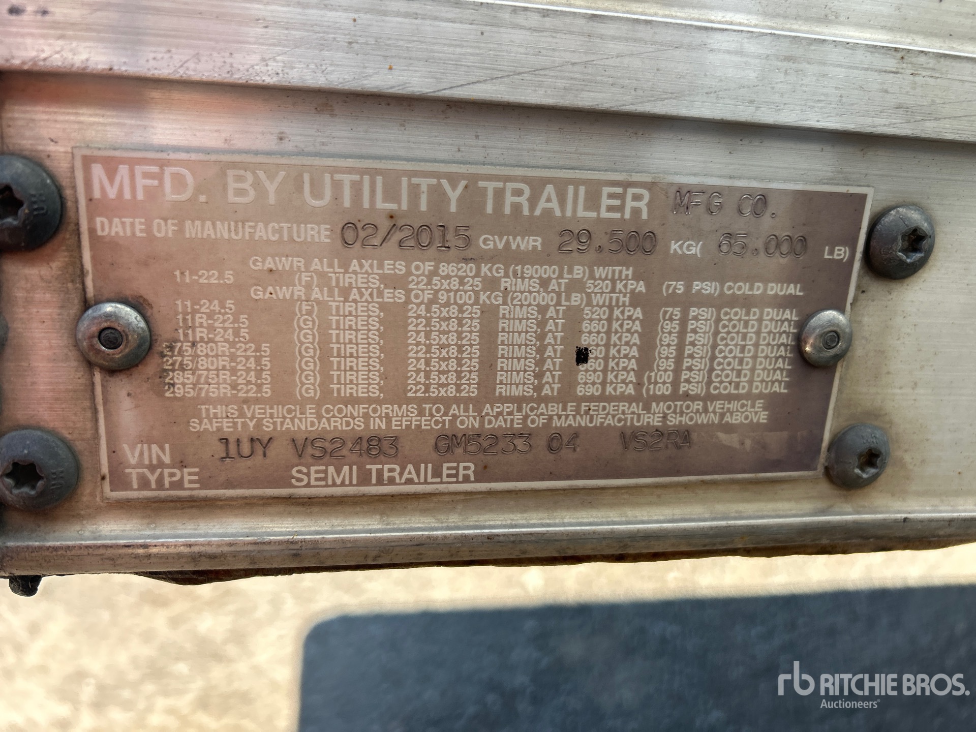 General Appearance with Serial Number / VIN