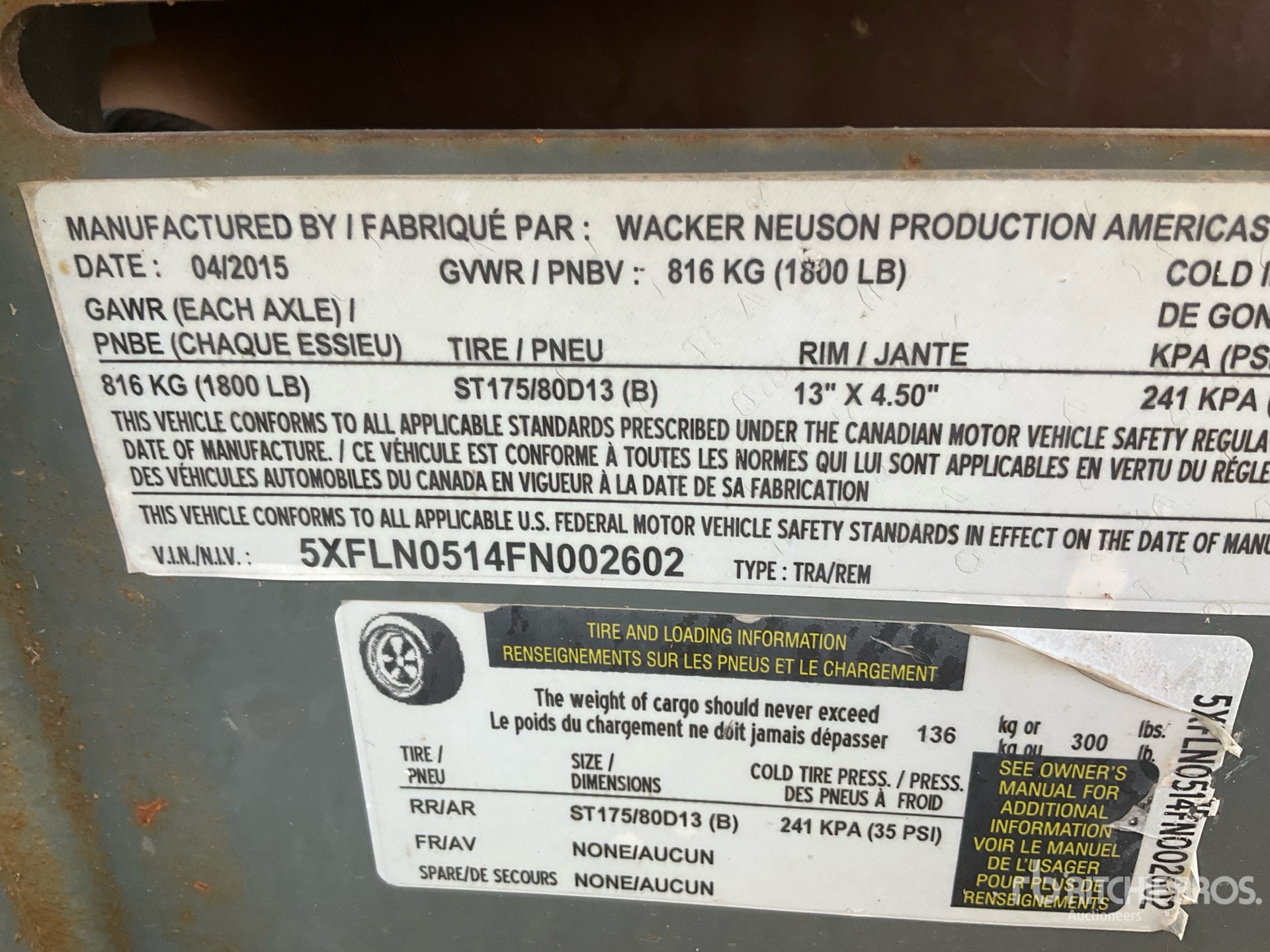 General Appearance with Serial Number / VIN