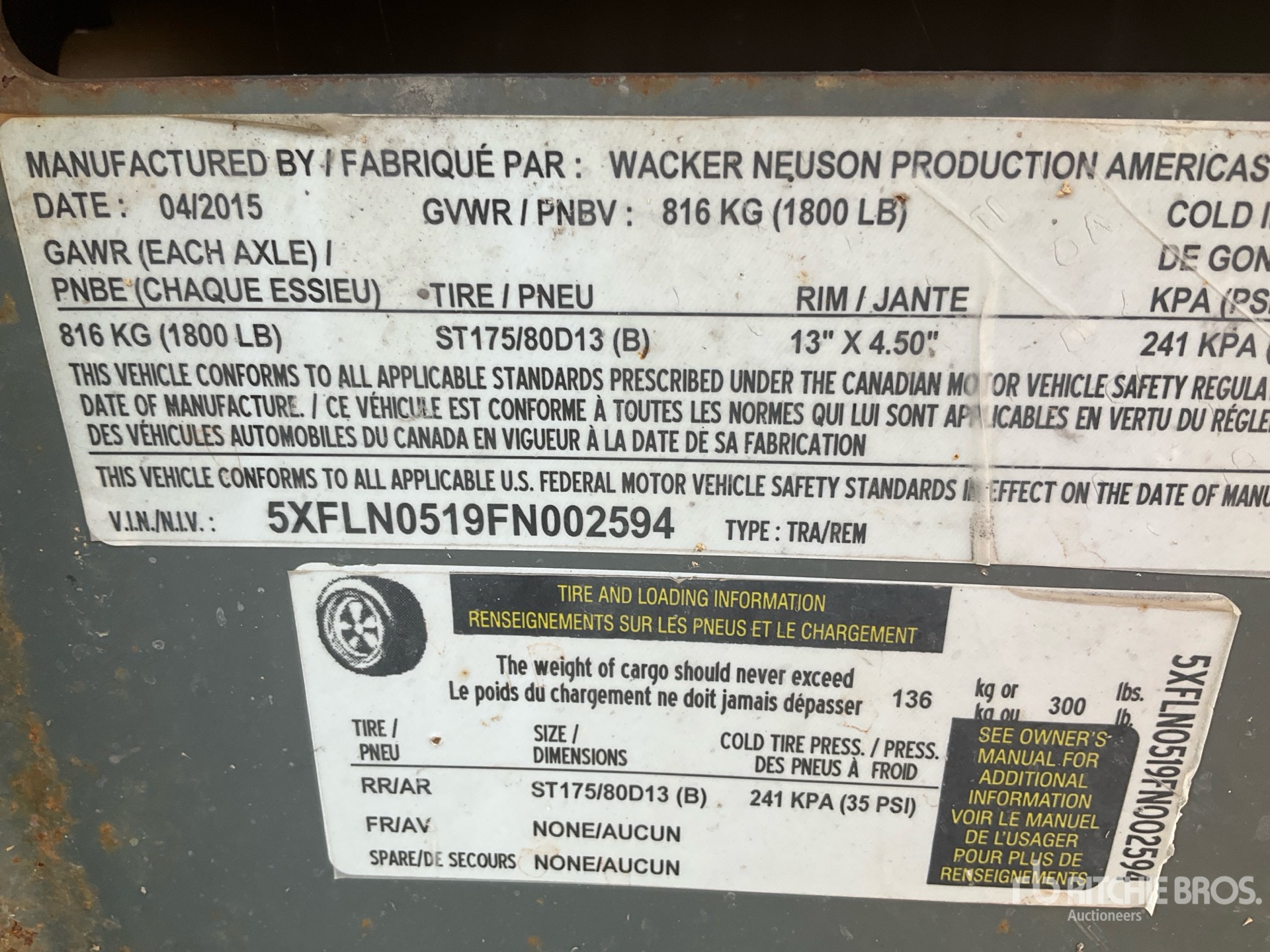 General Appearance with Serial Number / VIN