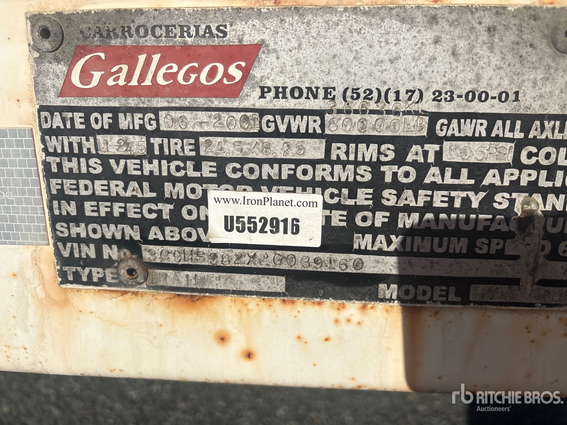 General Appearance with Serial Number / VIN