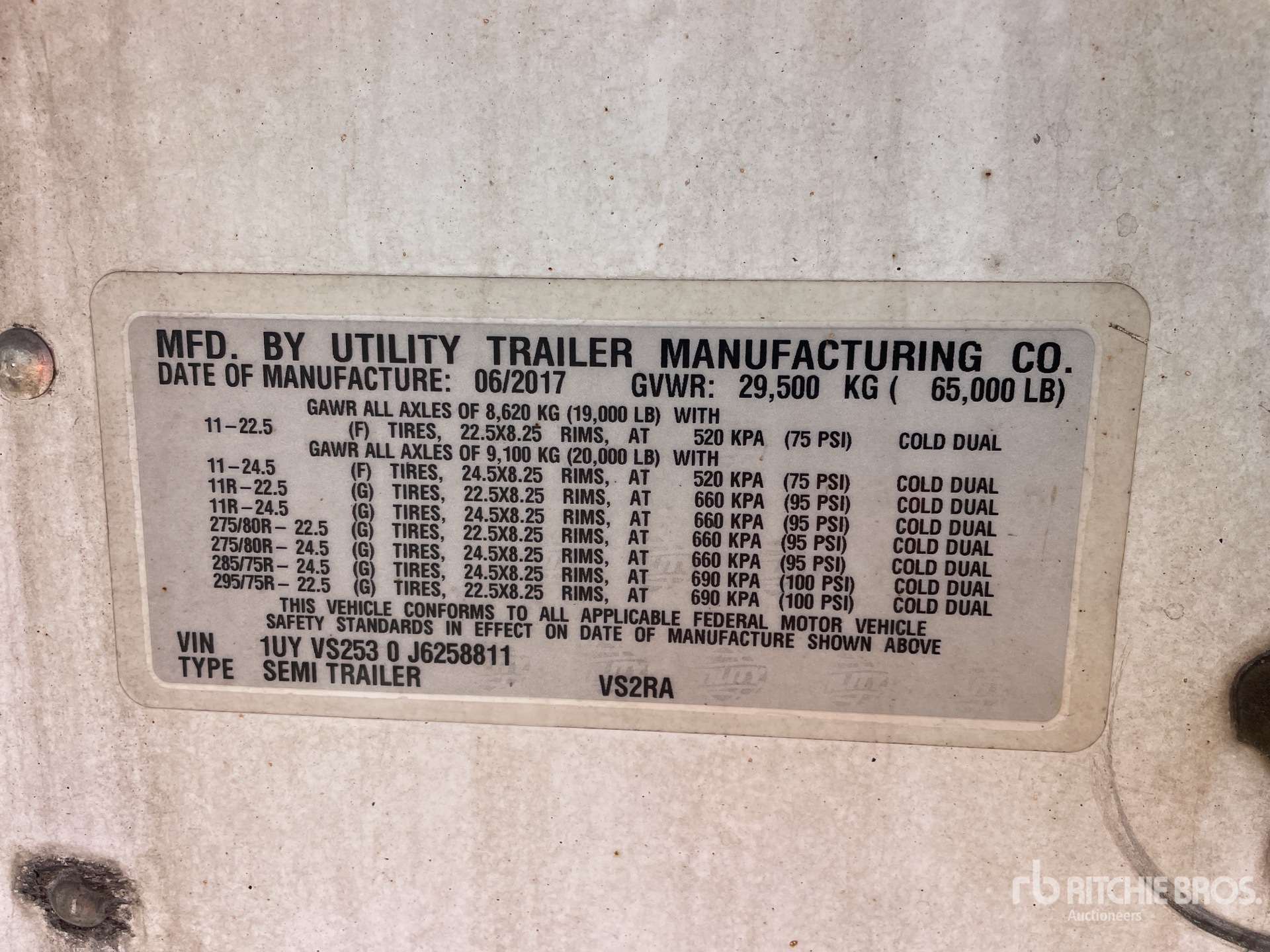 General Appearance with Serial Number / VIN