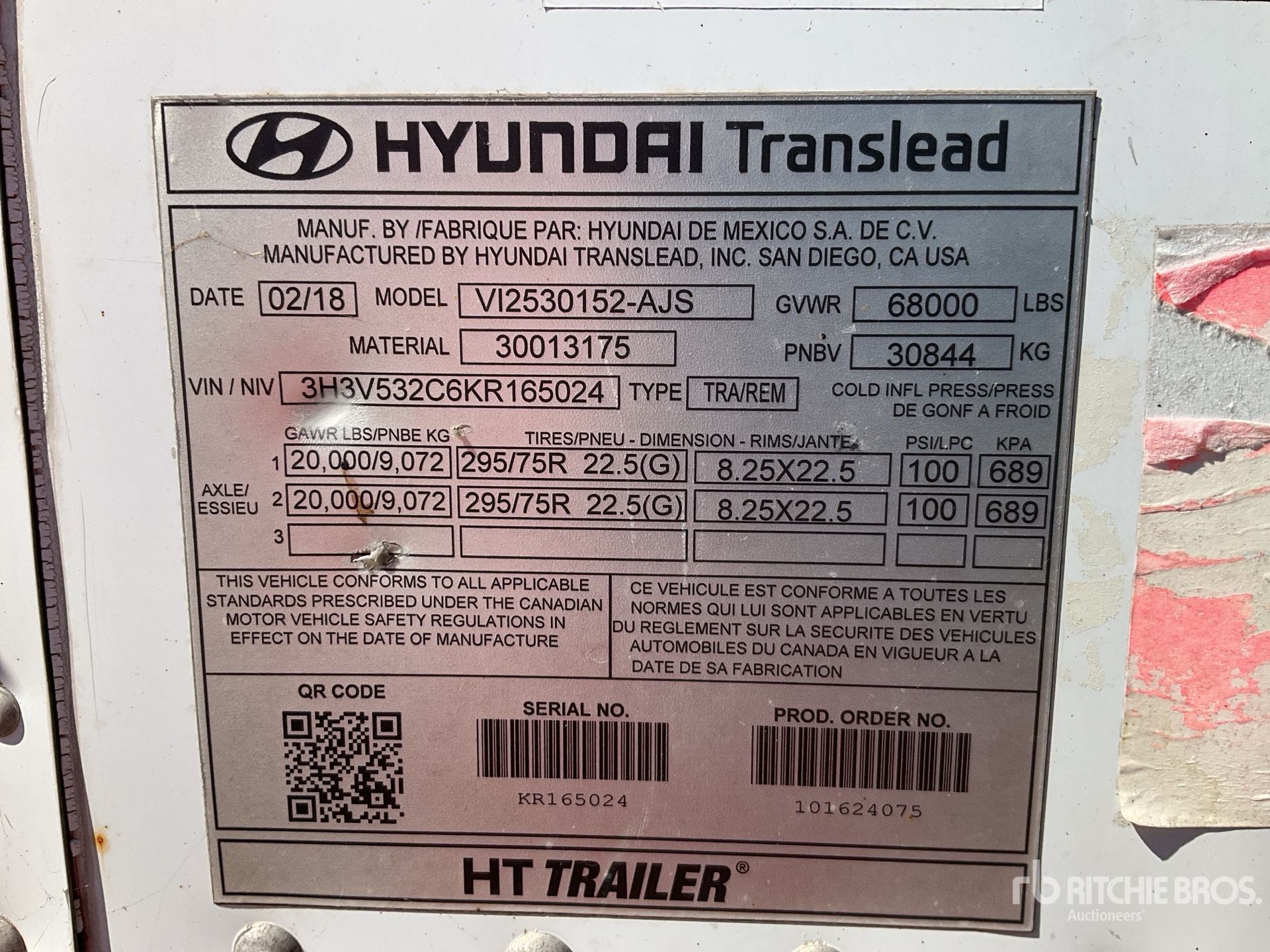 General Appearance with Serial Number / VIN