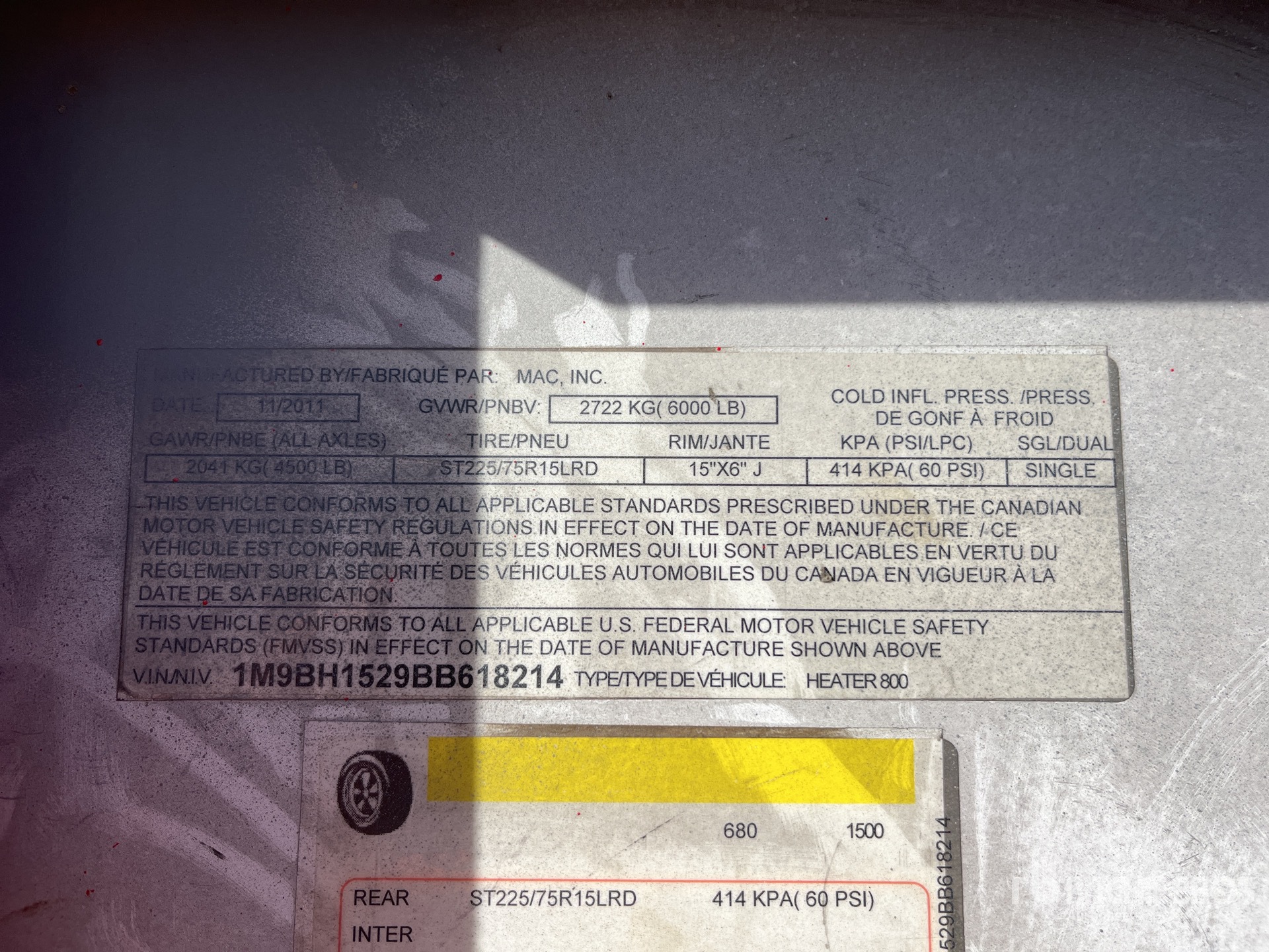 General Appearance with Serial Number / VIN