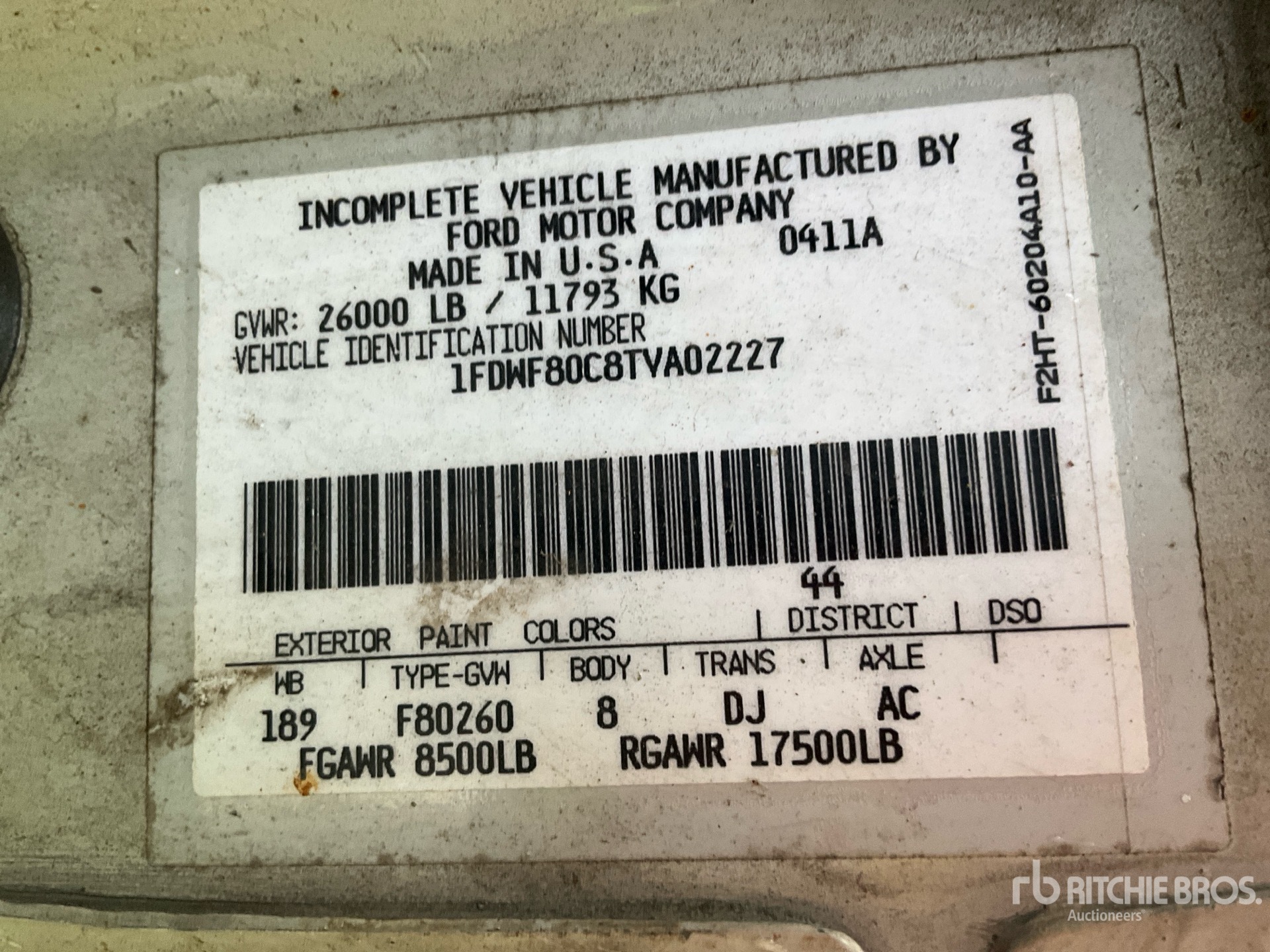 General Appearance with Serial Number / VIN