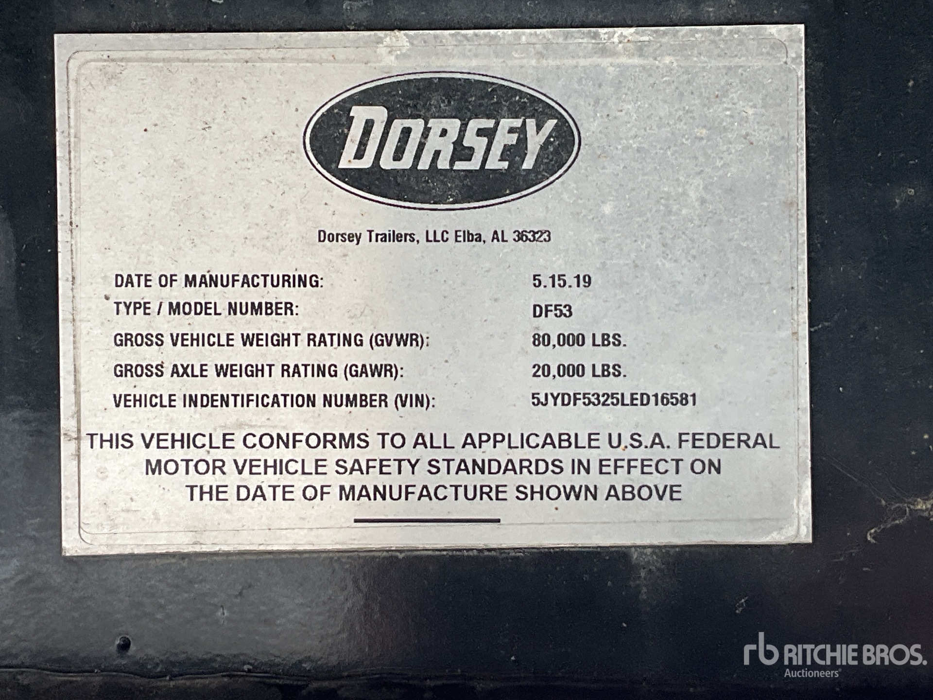 General Appearance with Serial Number / VIN