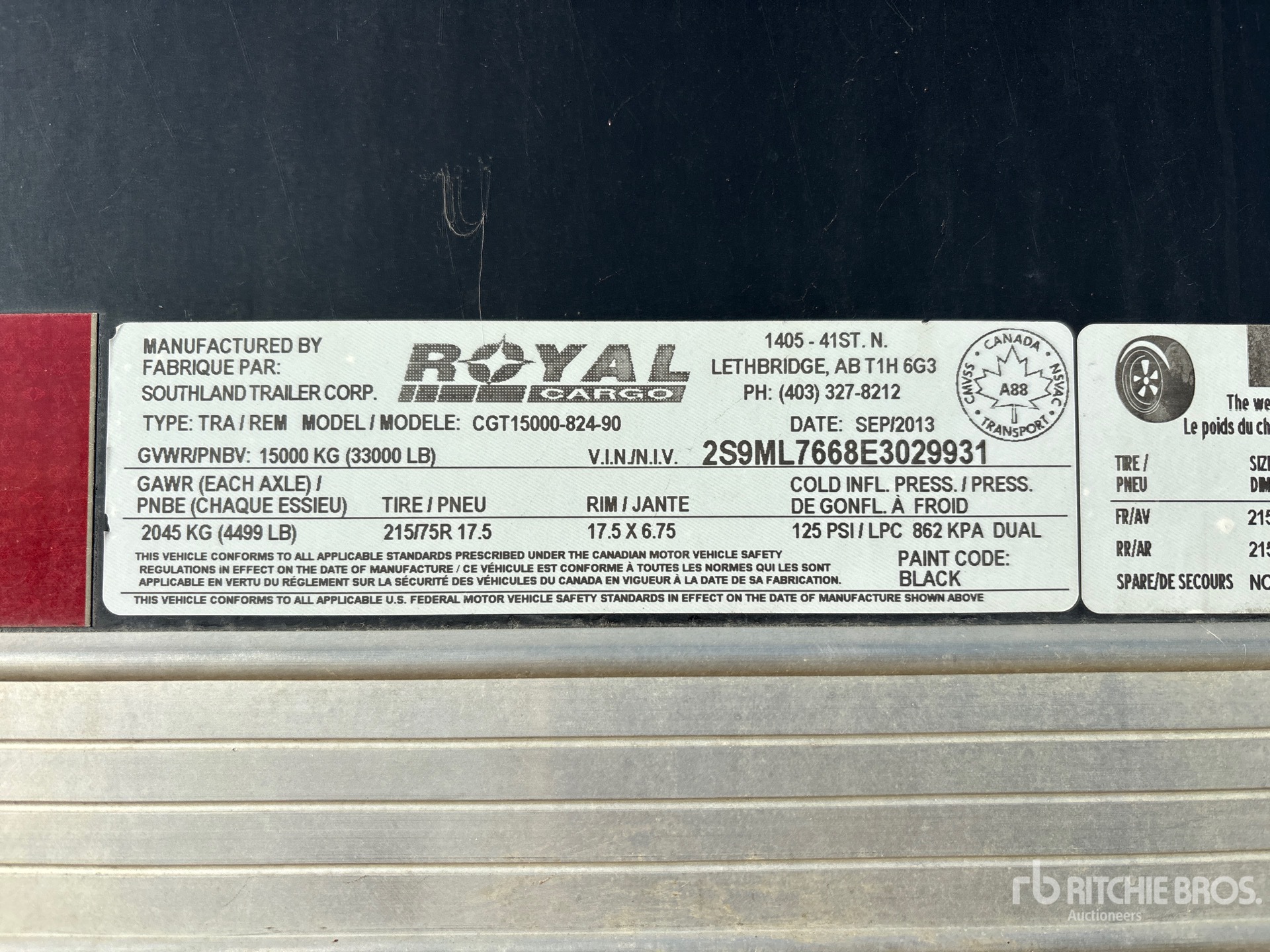 General Appearance with Serial Number / VIN