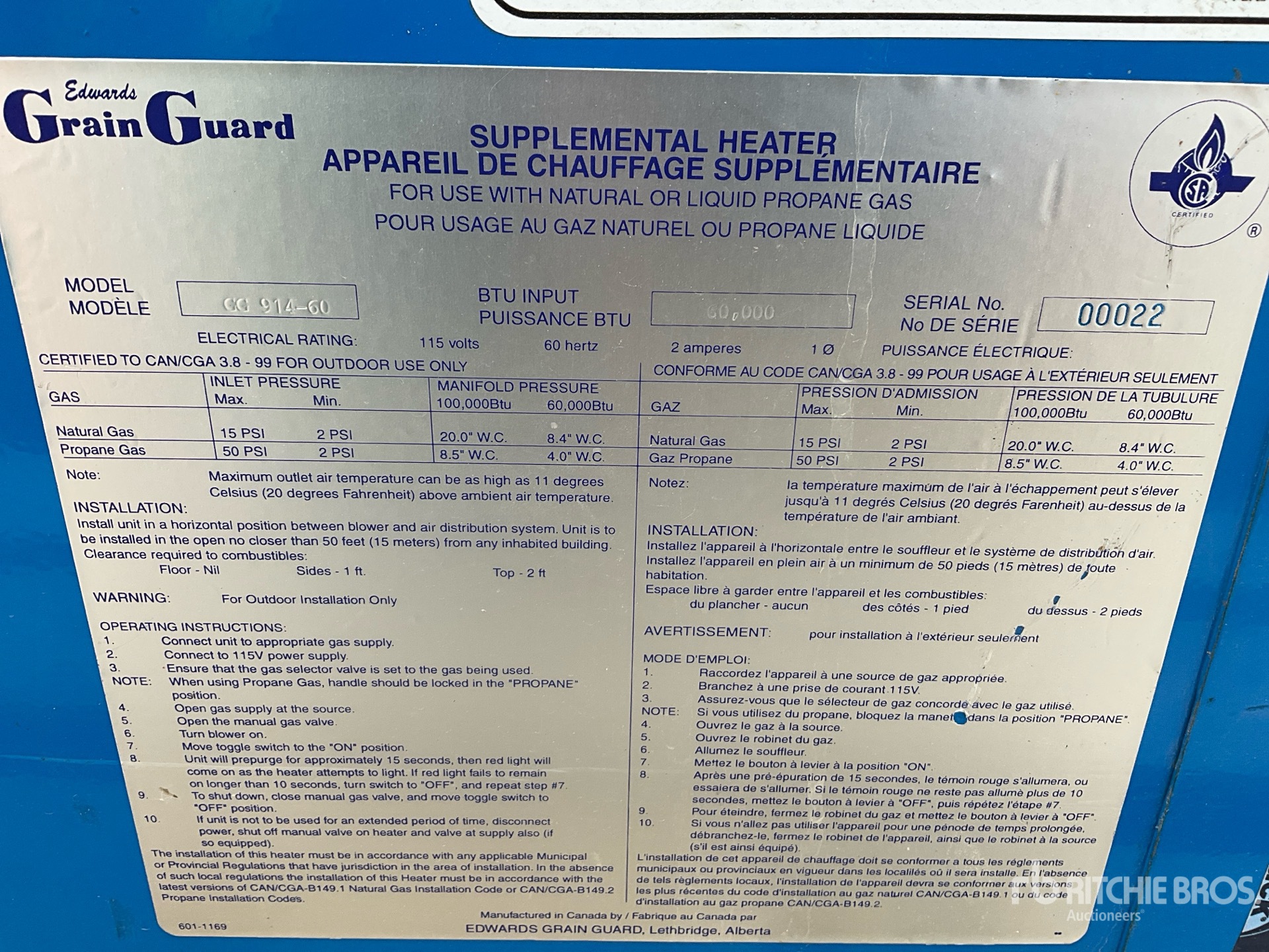 General Appearance with N.º de serie/VIN