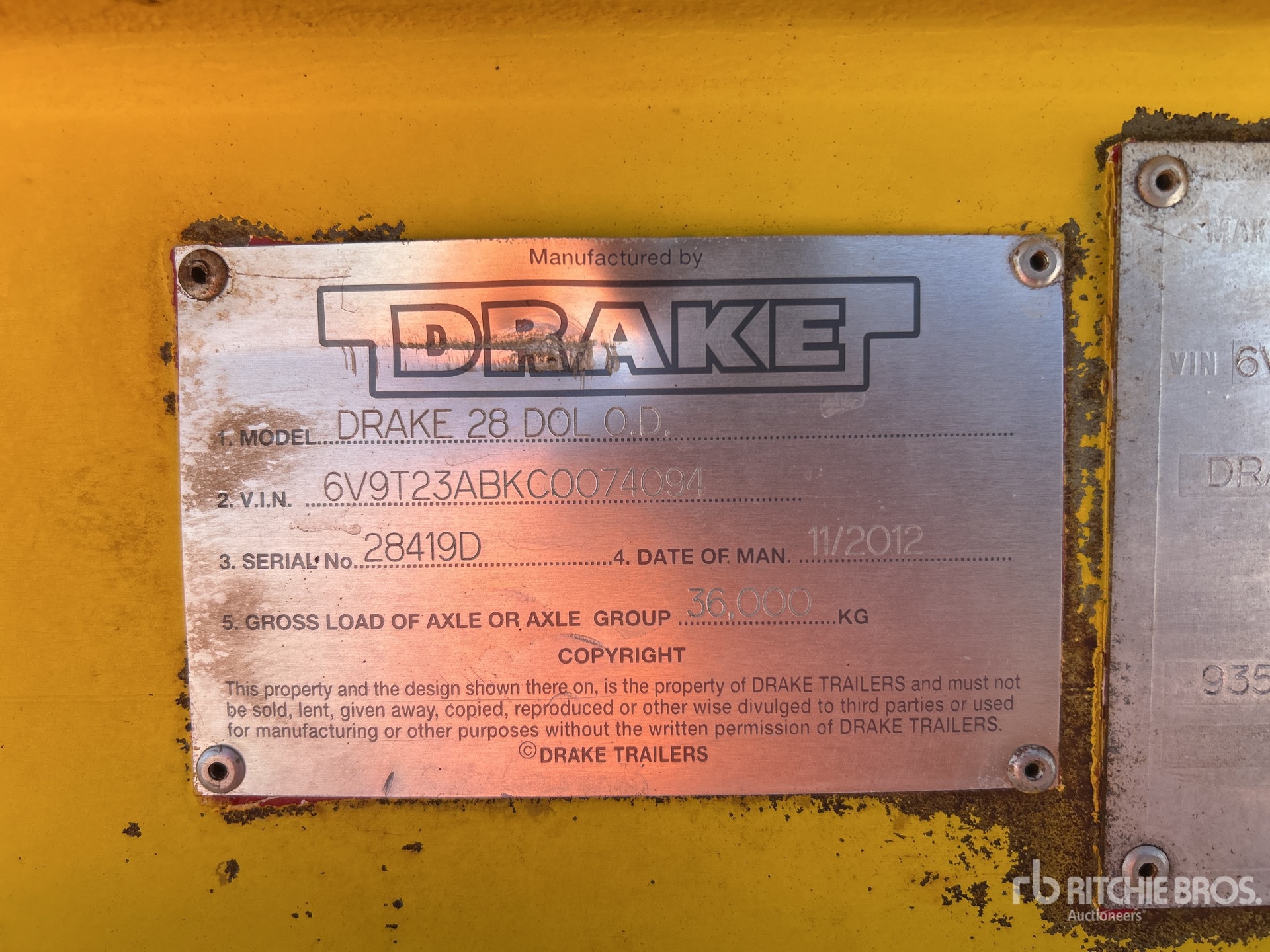 General Appearance with Serial Number / VIN