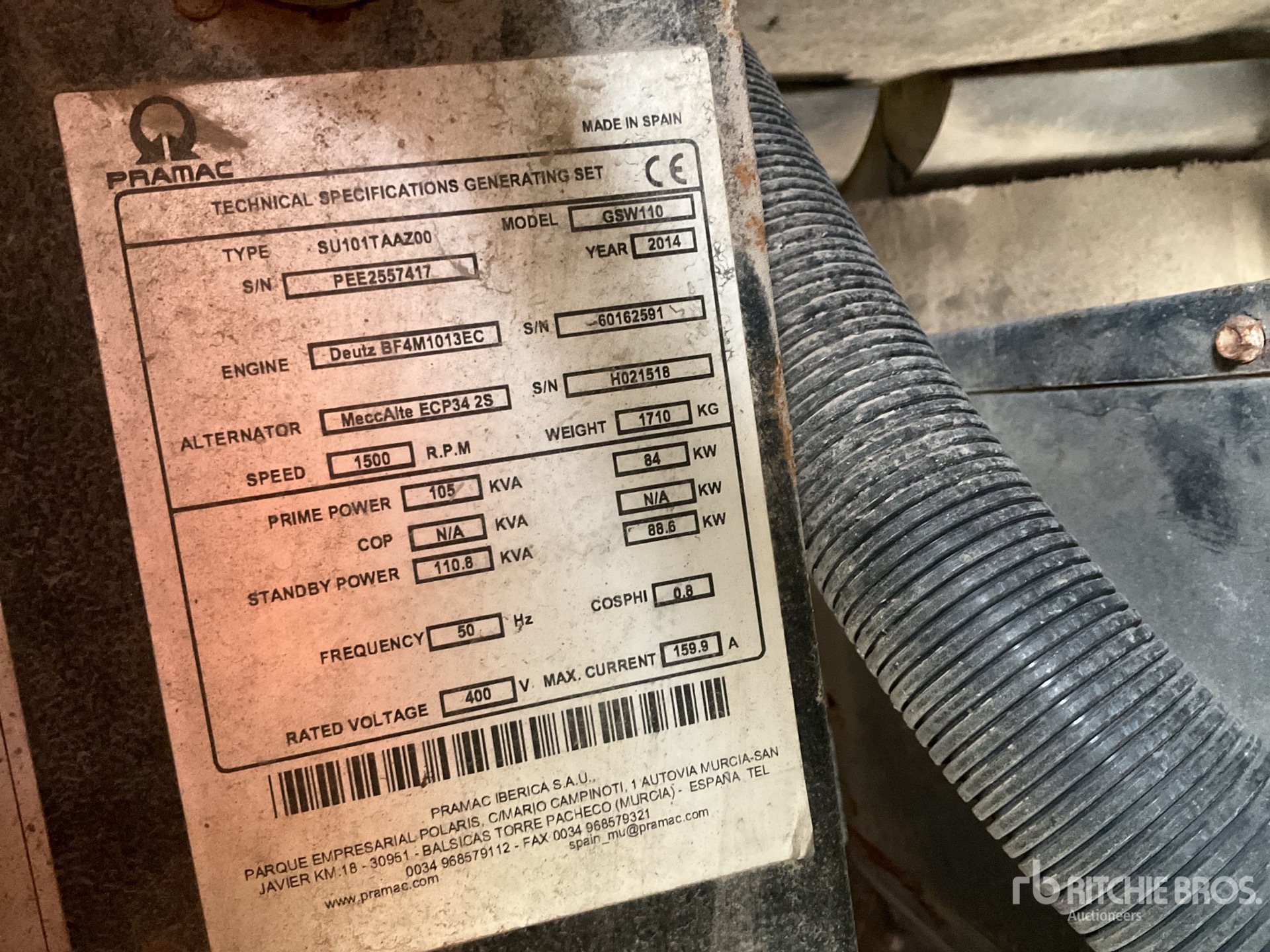 General Appearance with N.º de serie/VIN