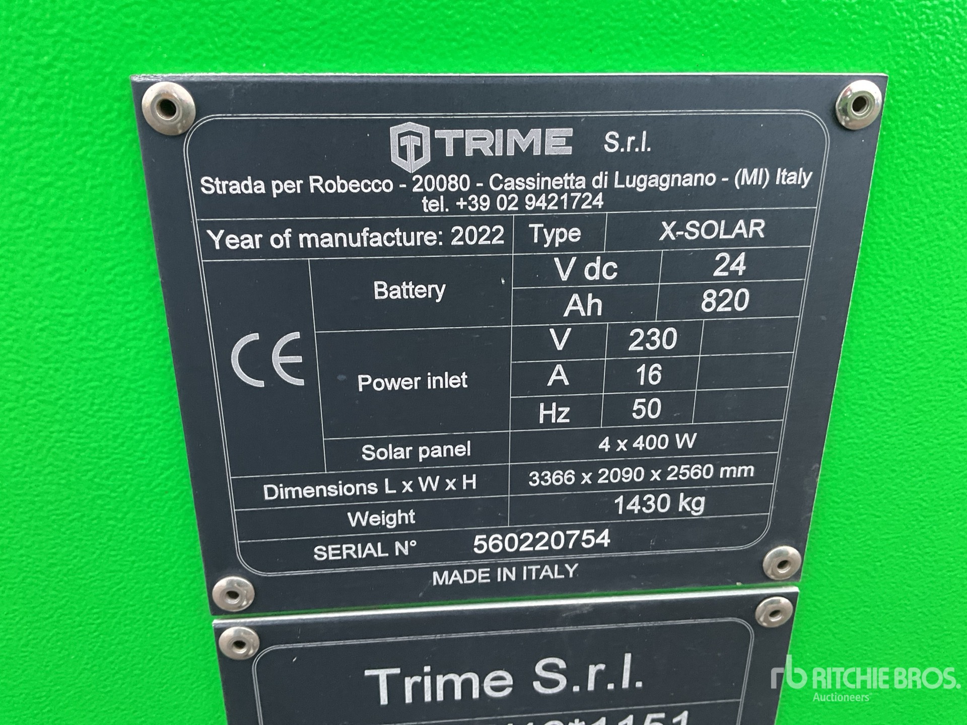 General Appearance with Serial Number / VIN