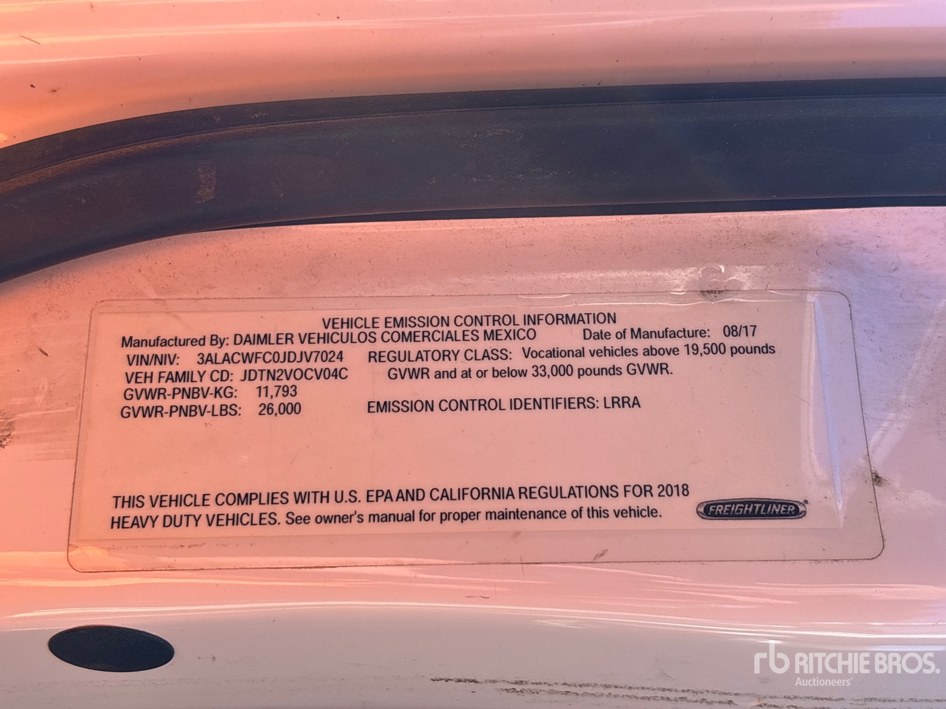 General Appearance with Serial Number / VIN