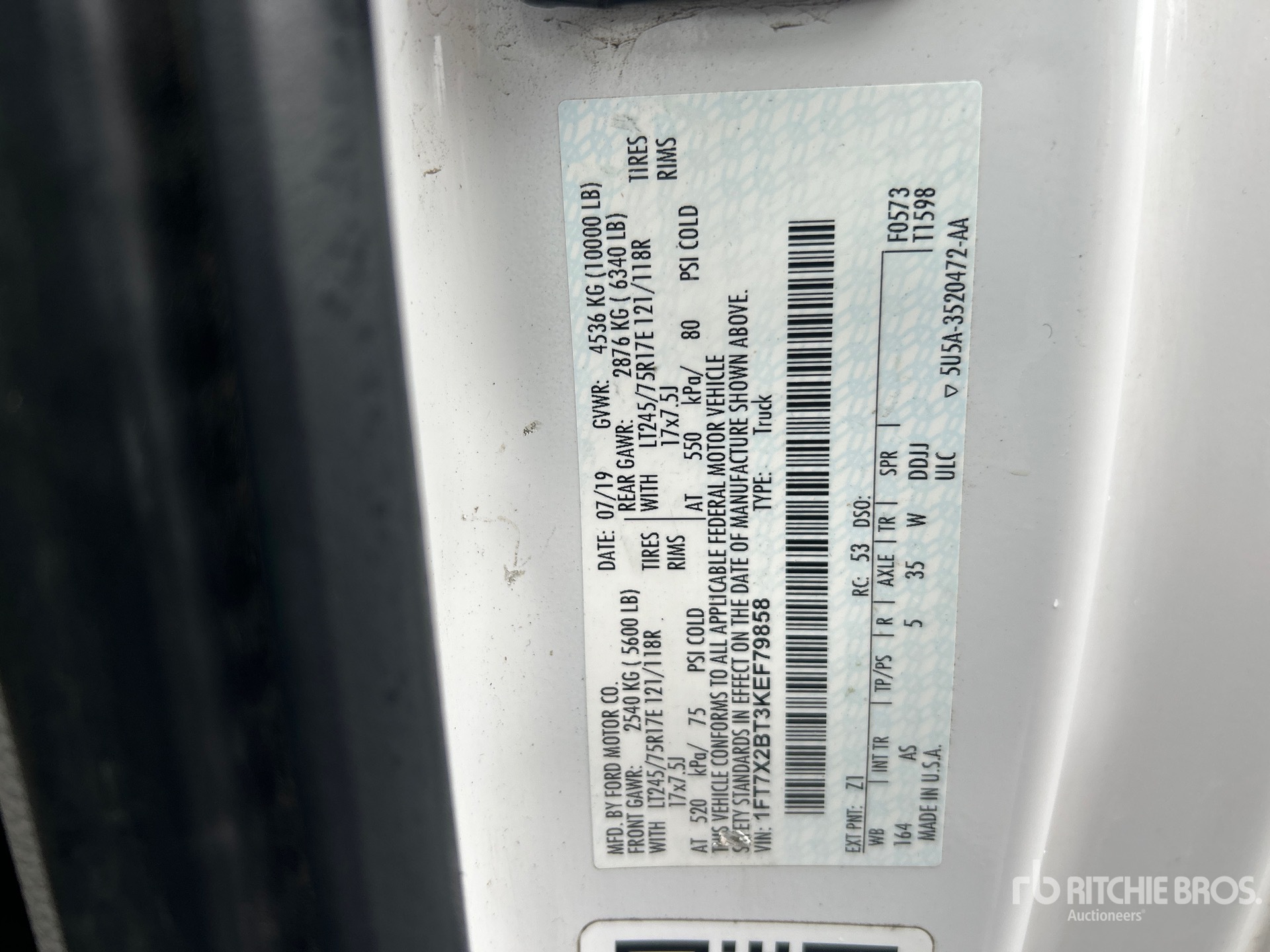 General Appearance with Serial Number / VIN