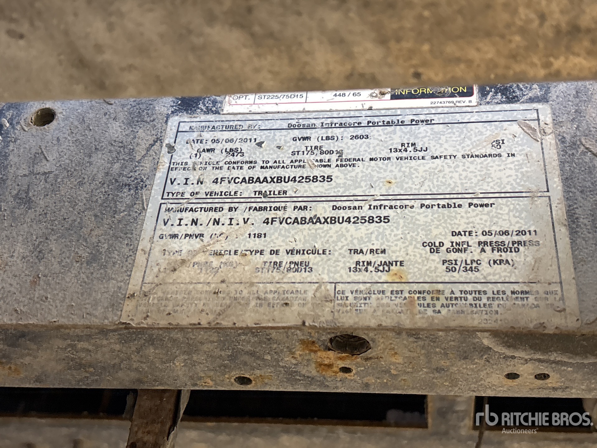 General Appearance with Serial Number / VIN