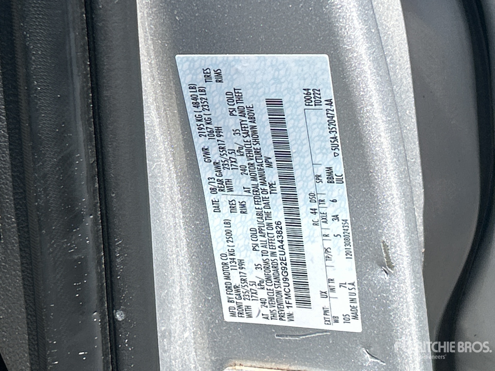 General Appearance with Serial Number / VIN