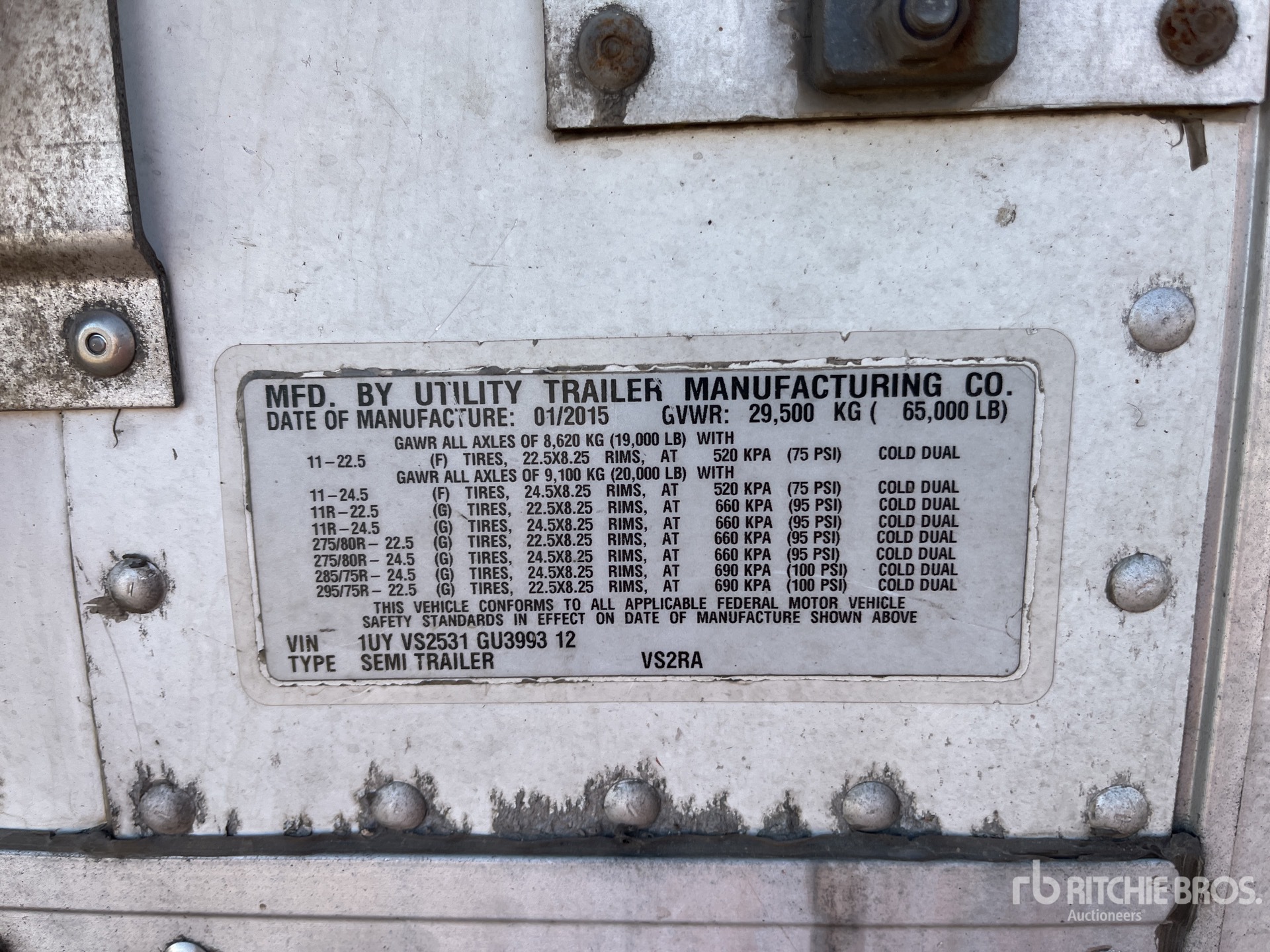 General Appearance with Serial Number / VIN