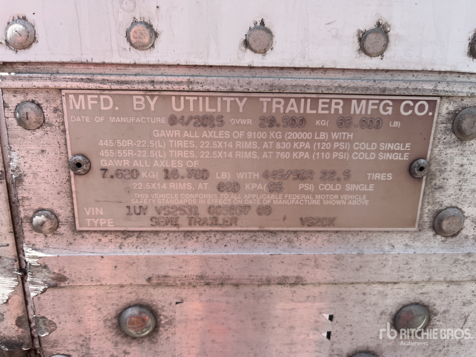 General Appearance with Serial Number / VIN