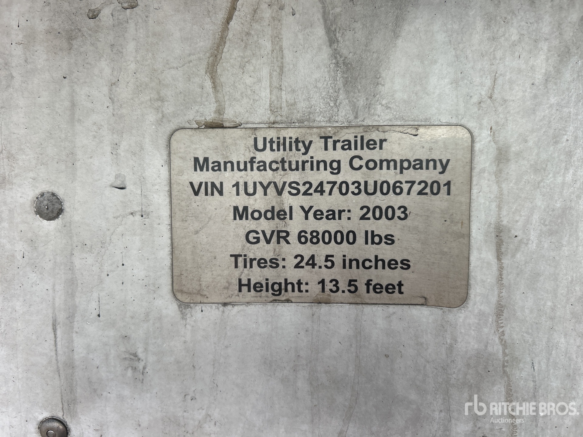 General Appearance with Serial Number / VIN