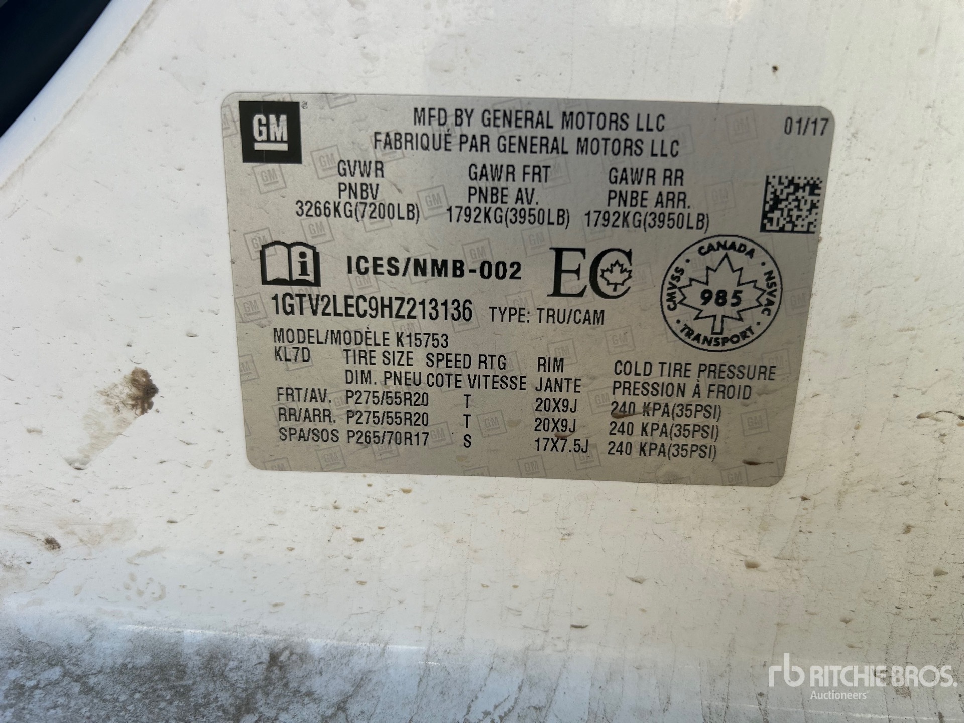 General Appearance with Serial Number / VIN