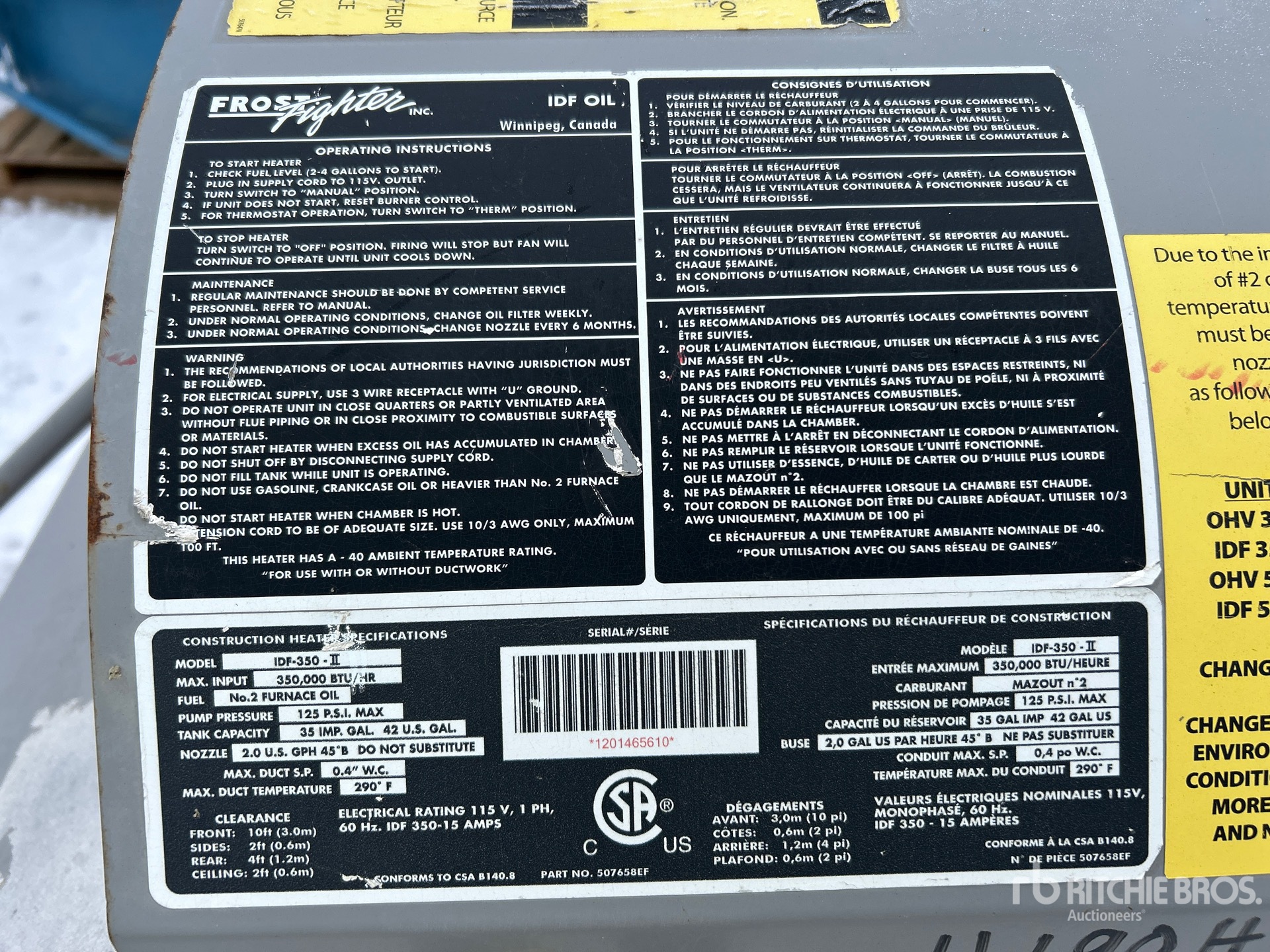 General Appearance with N.º de serie/VIN