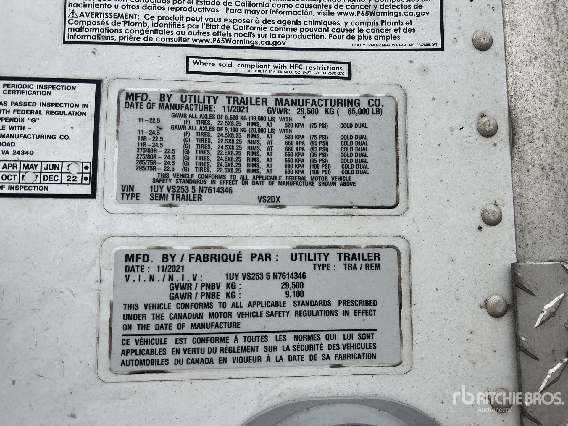 General Appearance with Serial Number / VIN