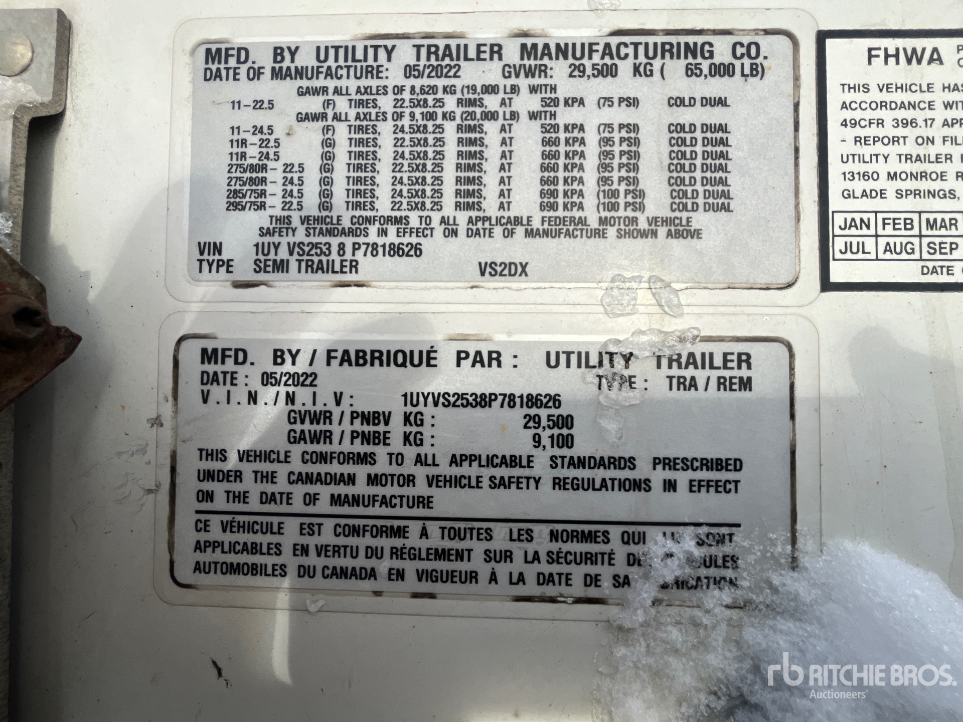 General Appearance with Serial Number / VIN