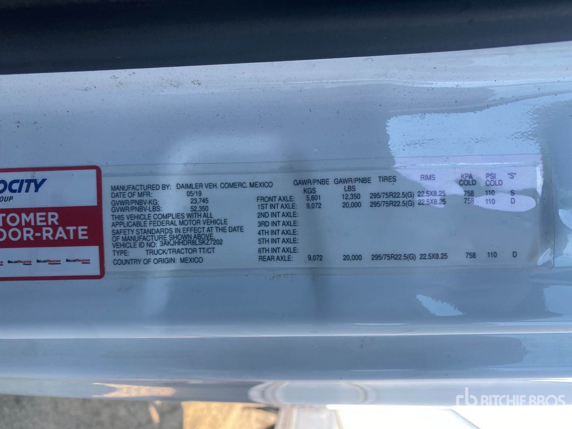 General Appearance with Serial Number / VIN