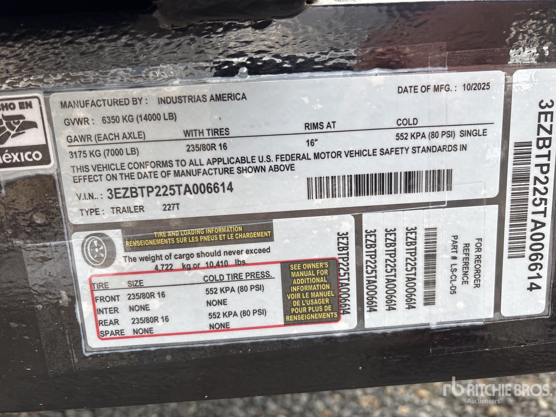 General Appearance with Serial Number / VIN