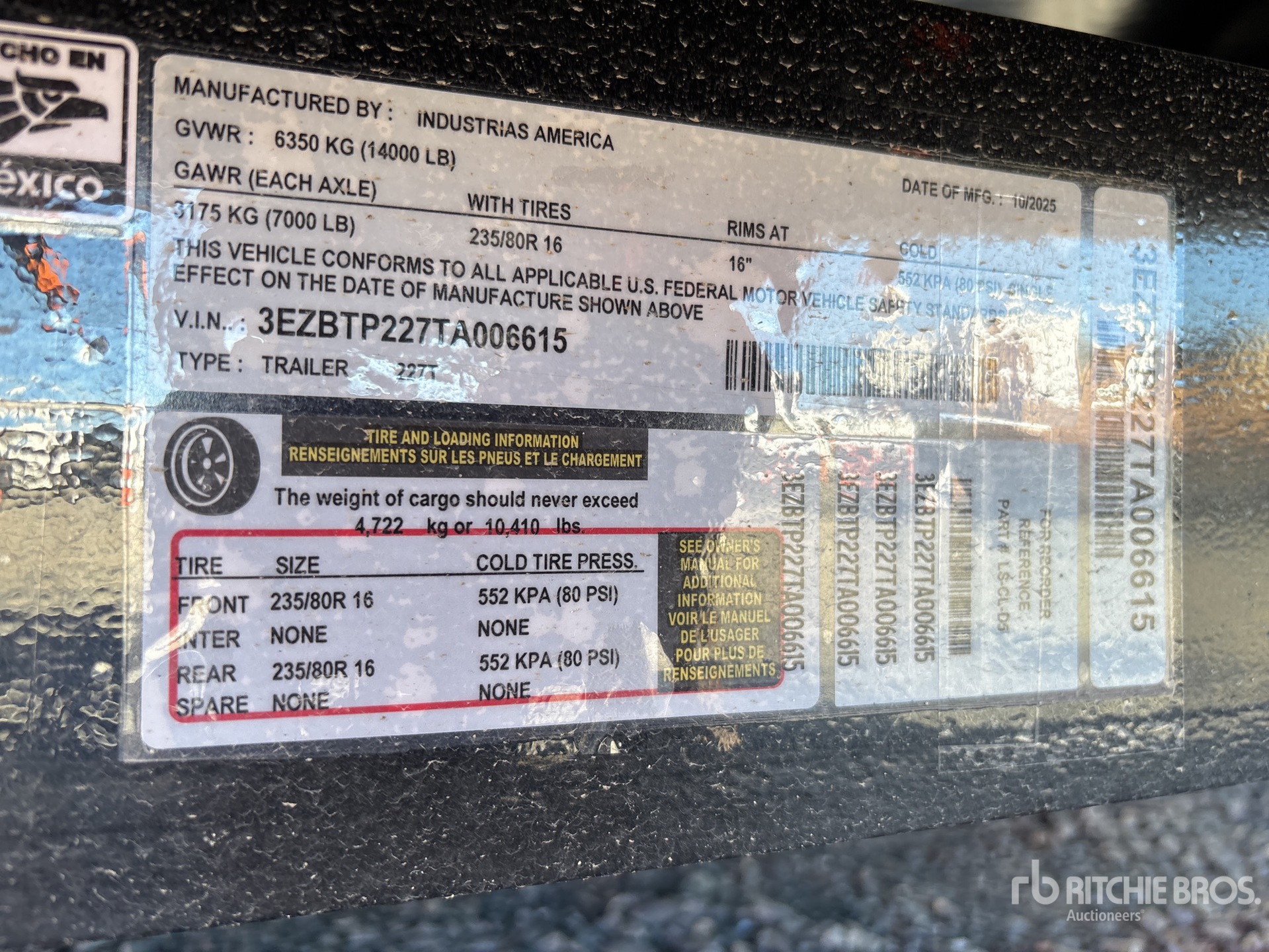 General Appearance with Serial Number / VIN