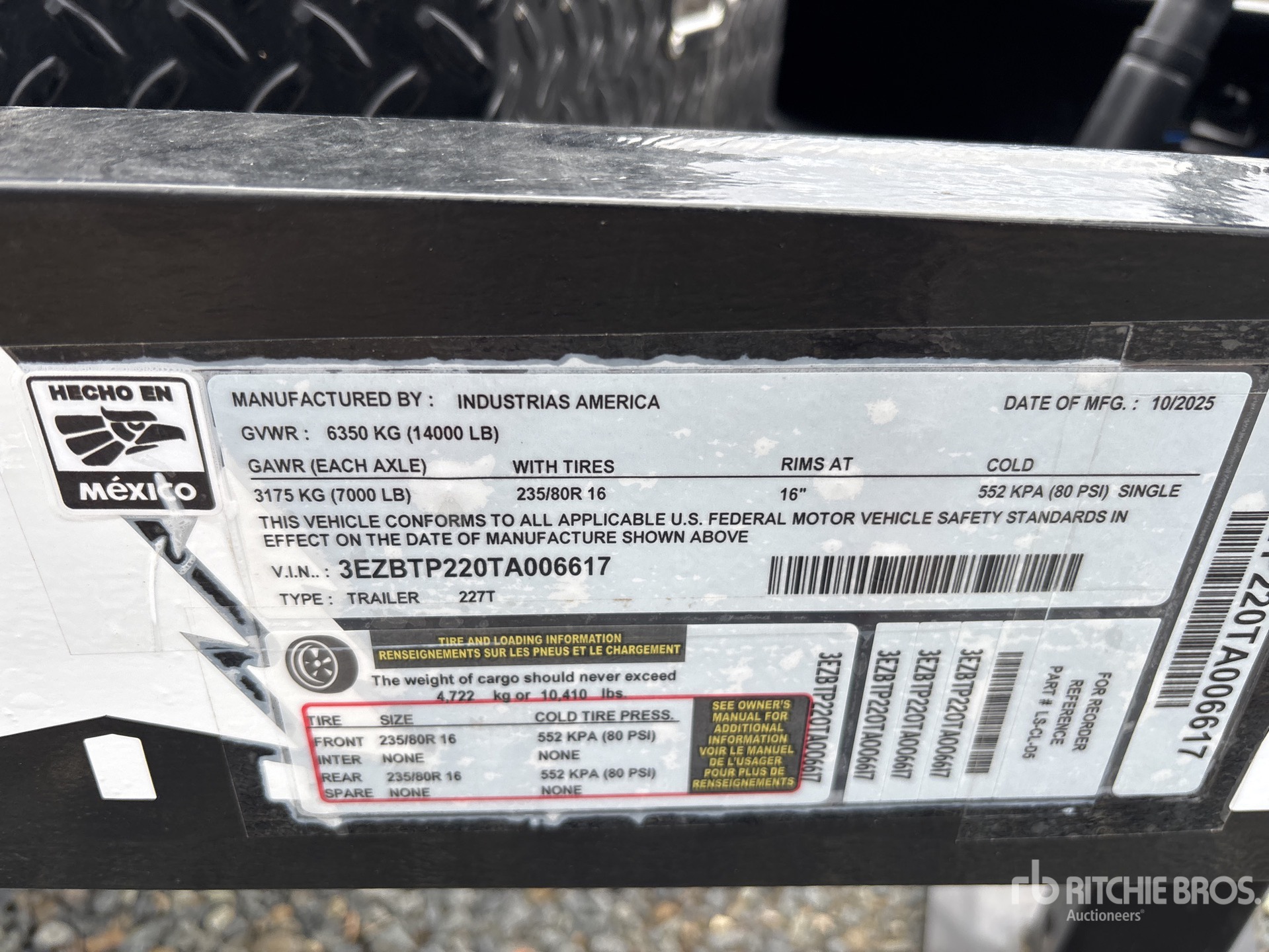 General Appearance with Serial Number / VIN