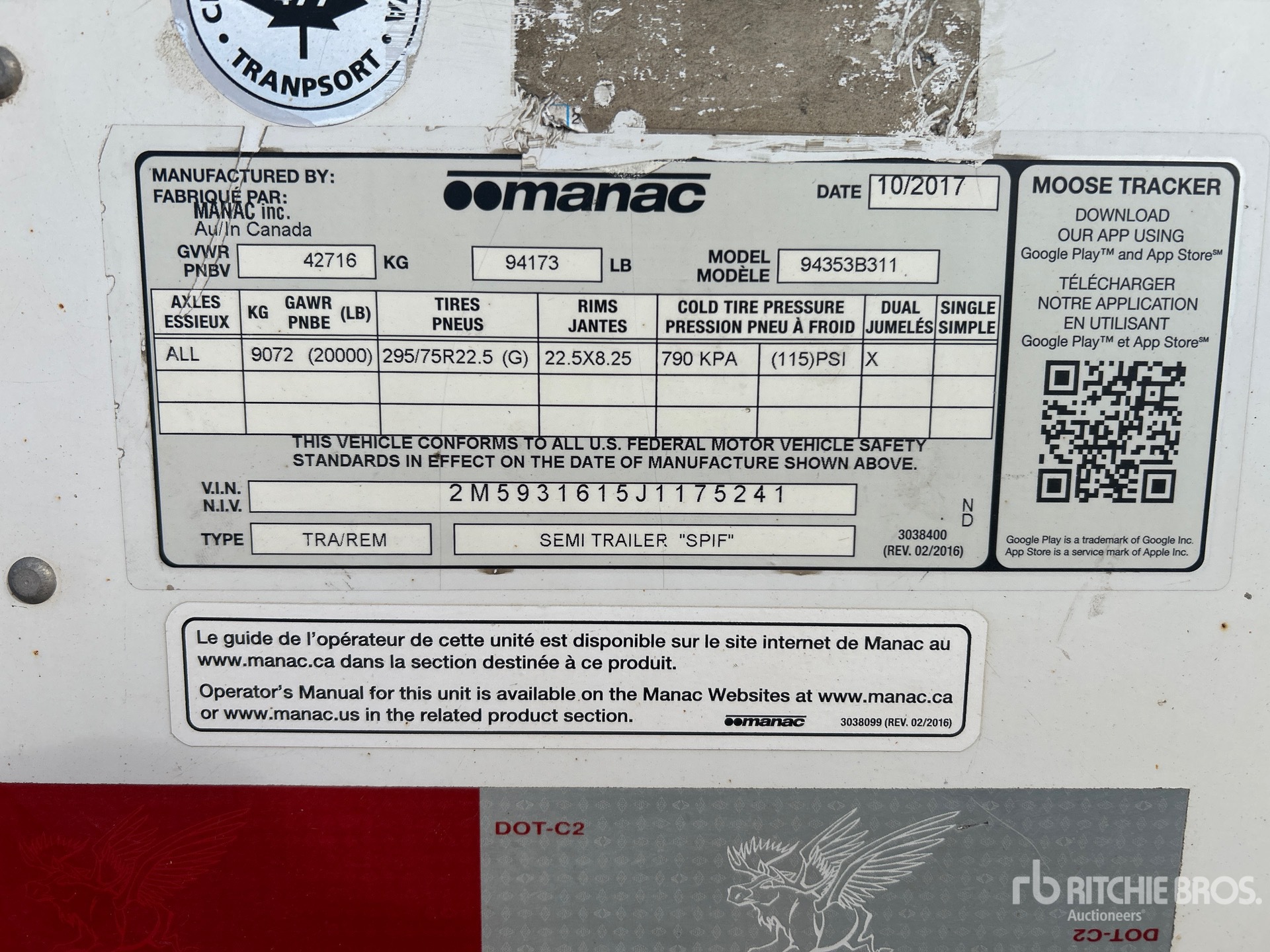 General Appearance with N.º de serie/VIN