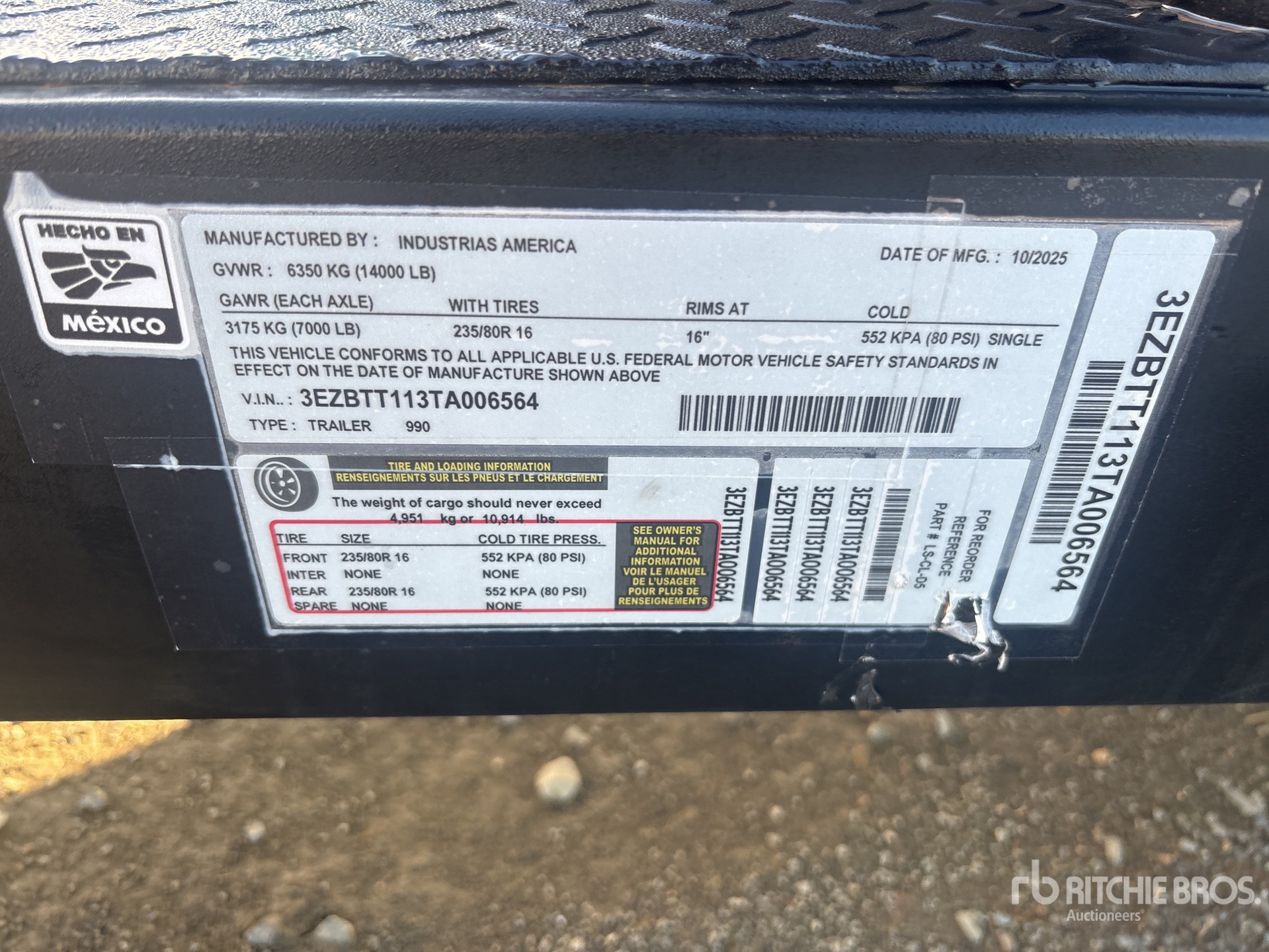 General Appearance with Serial Number / VIN