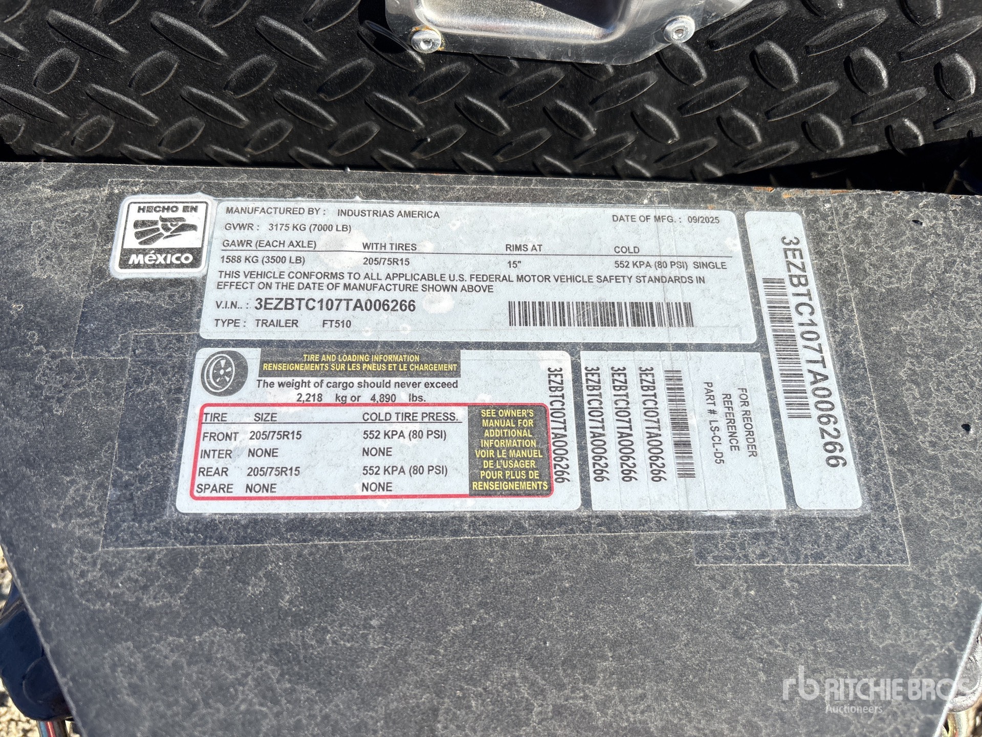 General Appearance with Serial Number / VIN