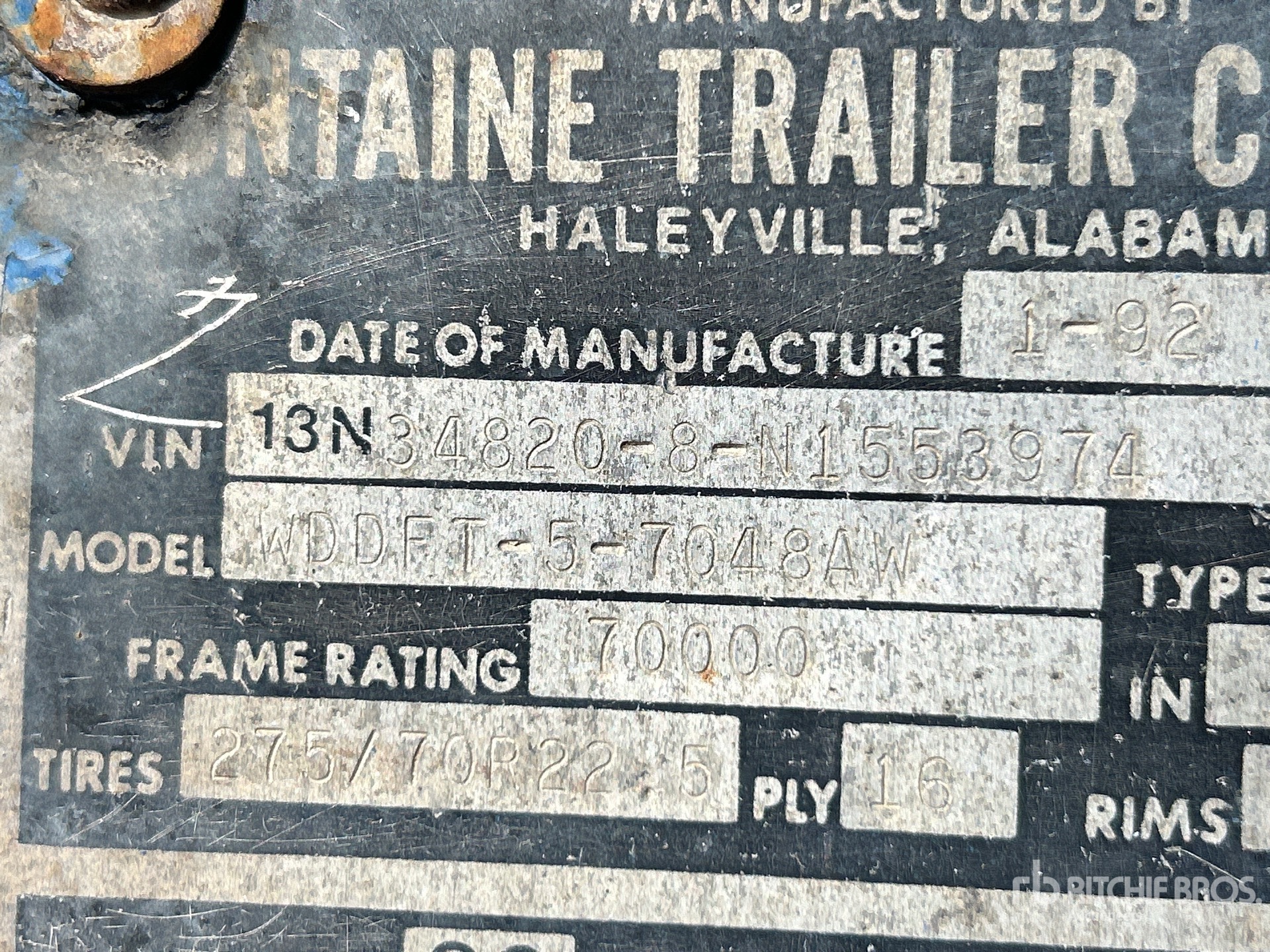 General Appearance with Serial Number / VIN