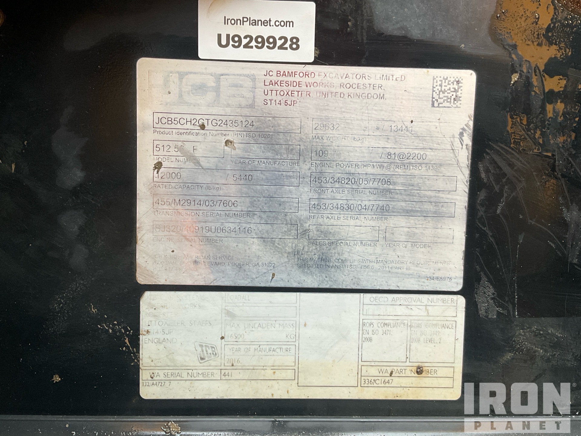 General Appearance with Serial Number / VIN