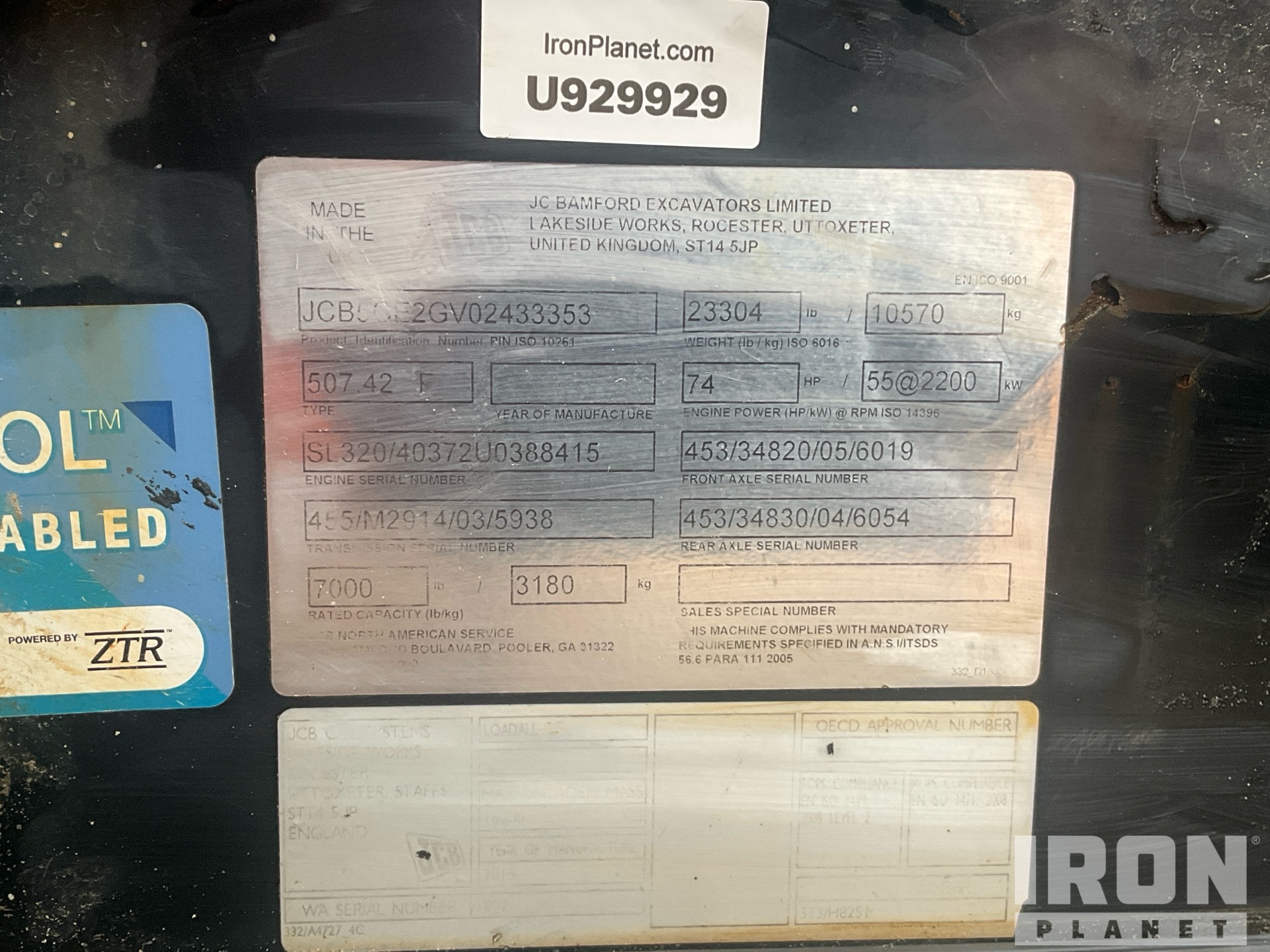 General Appearance with Serial Number / VIN